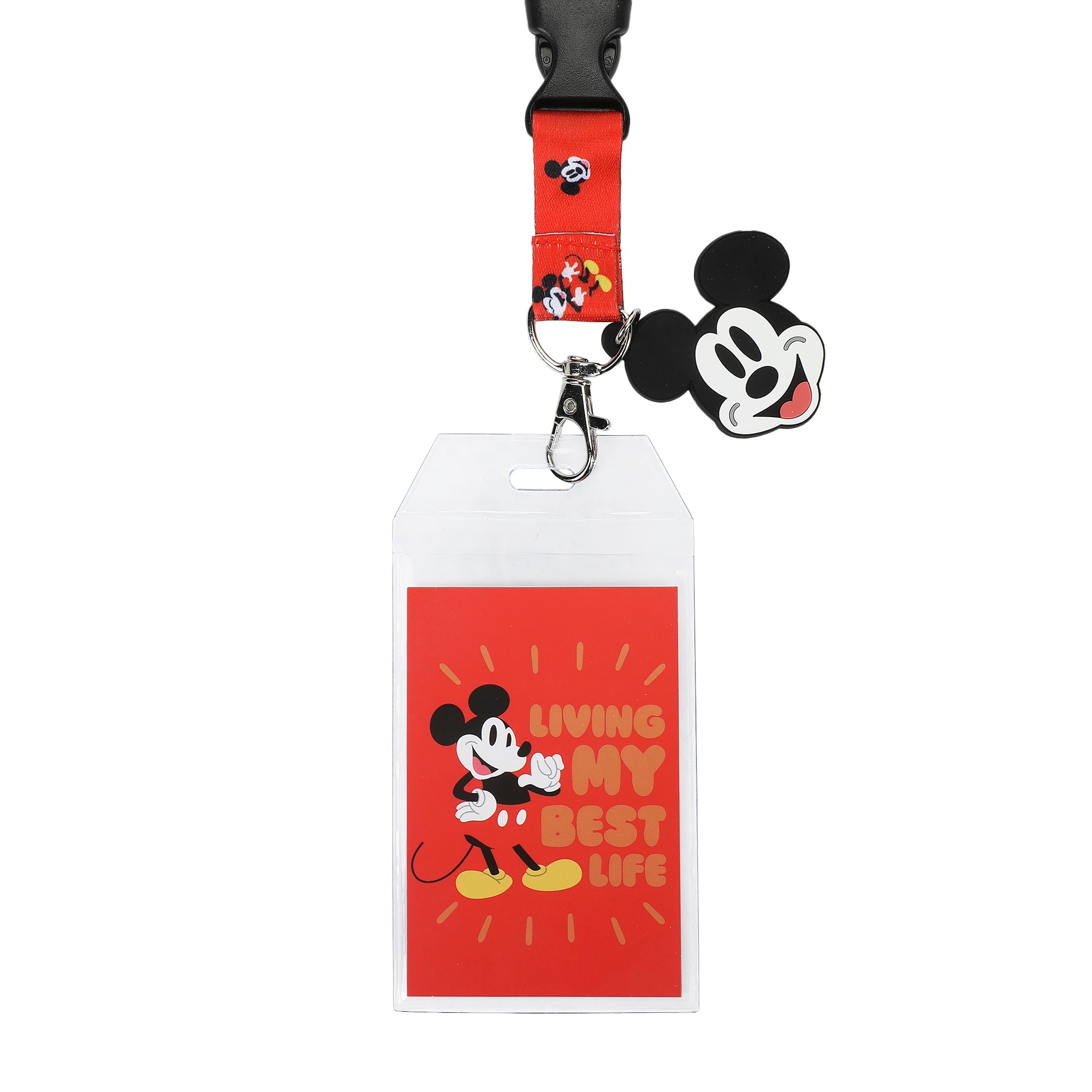 Mickey Mouse Classic 22-inch Lanyard with Clear ID Sleeve and Rubber Charm