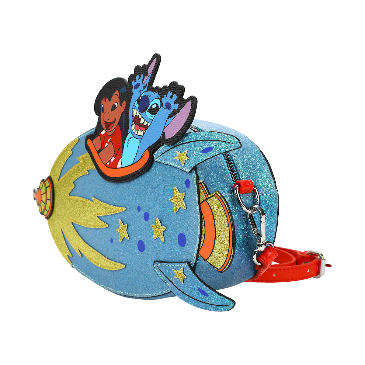 Lilo & Stitch Rocketship Women's Novelty crossbody bag With Glitter Fabric