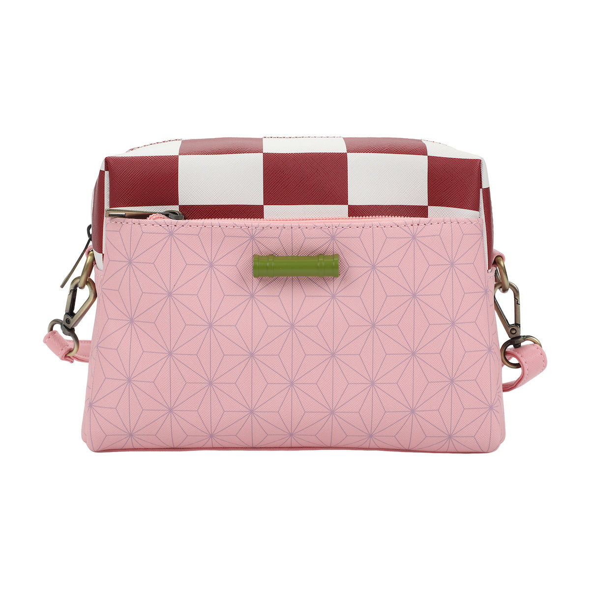 Demon Slayer Nezuko Metal Badge Women's Pink Crossbody Handbag