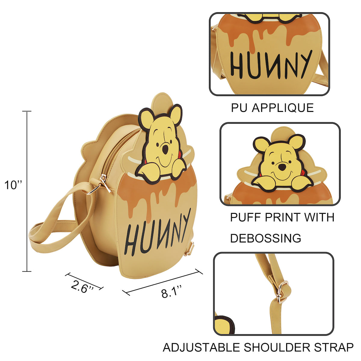 Winnie The Pooh Hunny Pot 8" Crossbody Bag