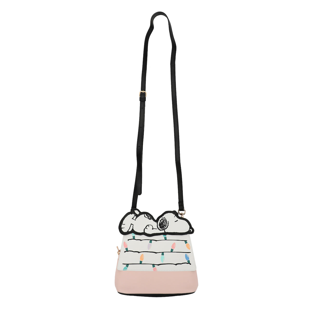 Peanuts Snoopy Christmas Dog House Pink 7.75" Dome Crossbody Bag