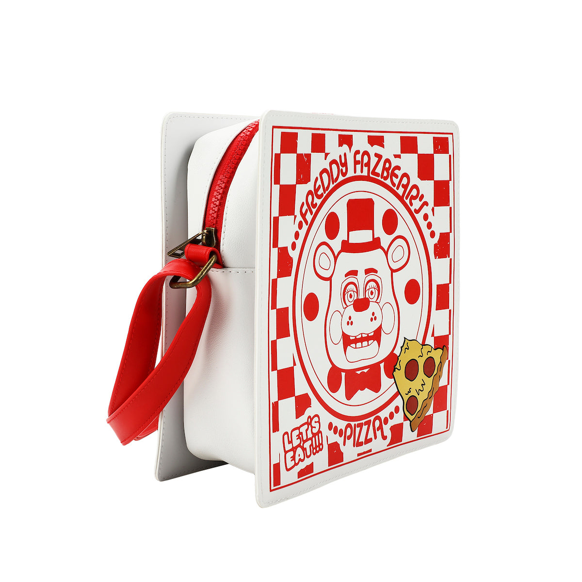 Five Nights At Freddy's Freddy Fazbear's Pizza Box White 12.5" Novelty Crossbody Bag