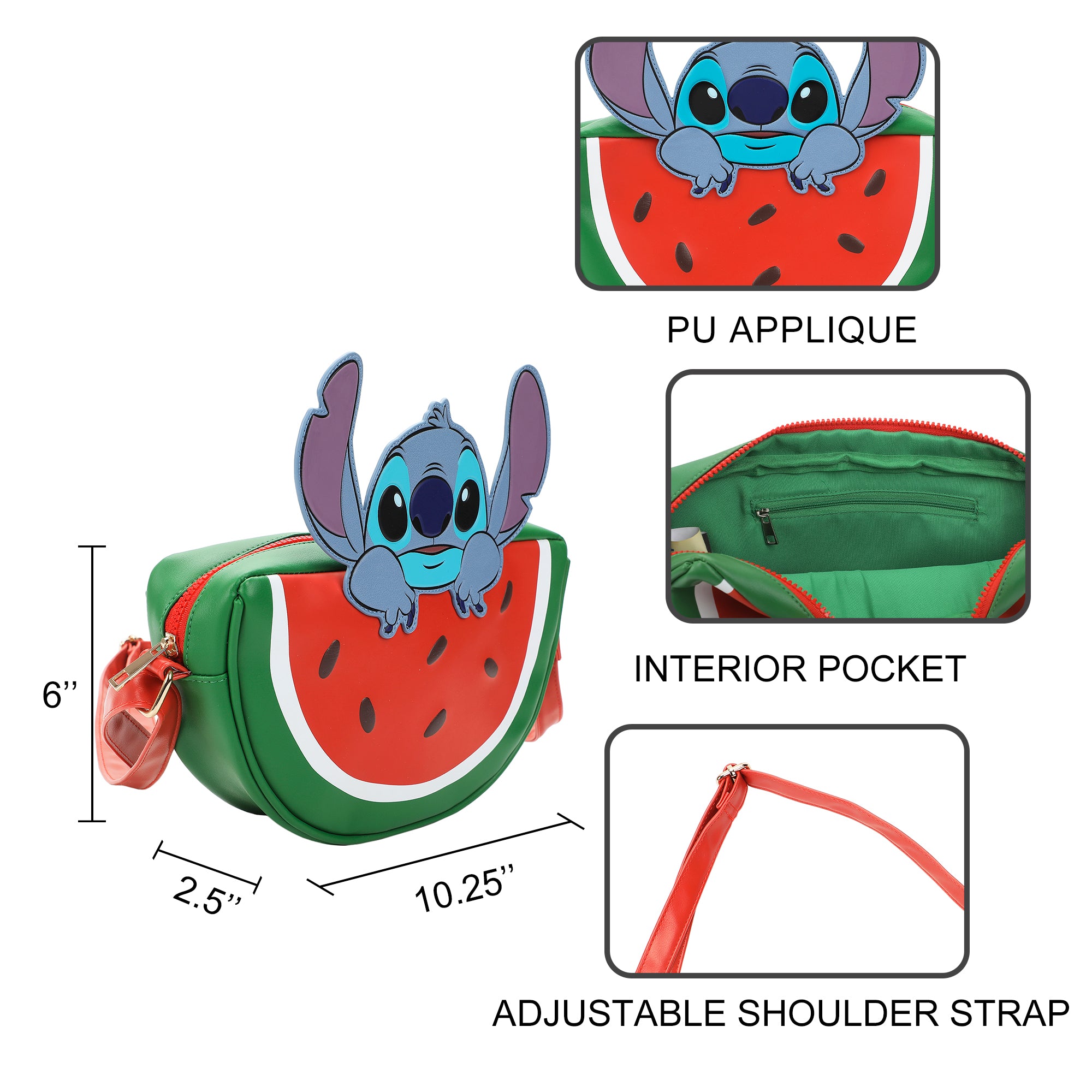 Disney Stitch Watermelon 10.25" Novelty Women's Crossbody Bag