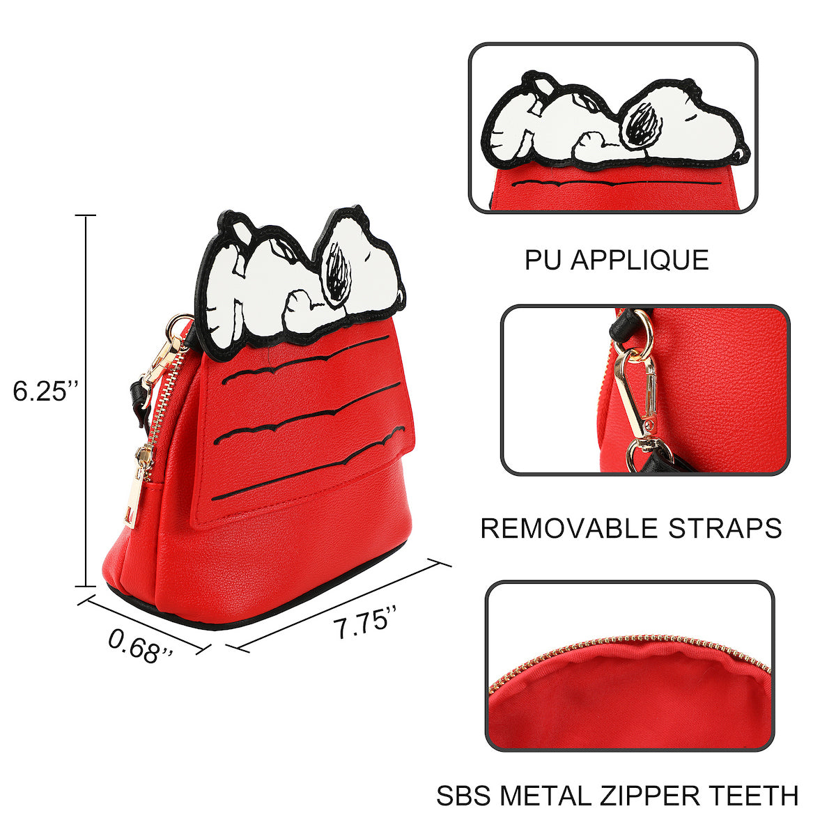 Peanuts Snoopy House Red 7.75" Dome Crossbody Bag