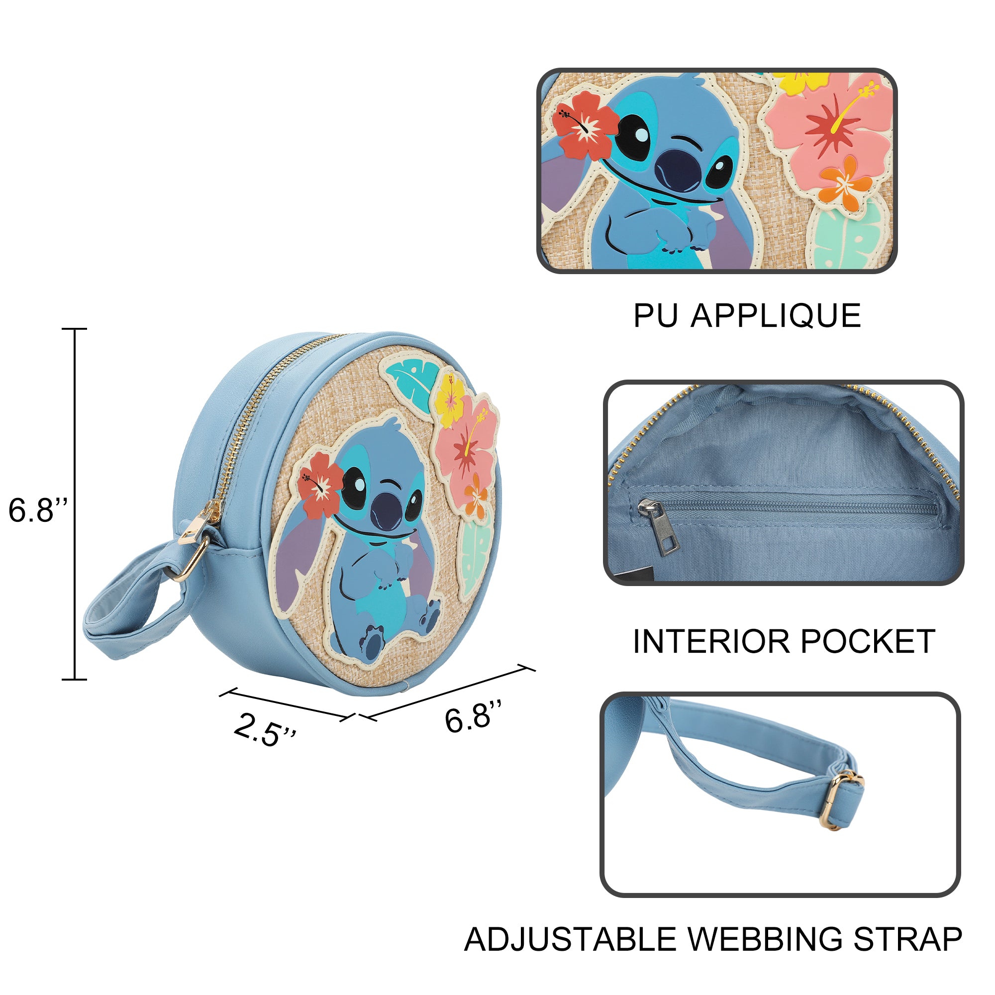 Disney Stitch Flowers 17.5 CM Women's Crossbody Bag