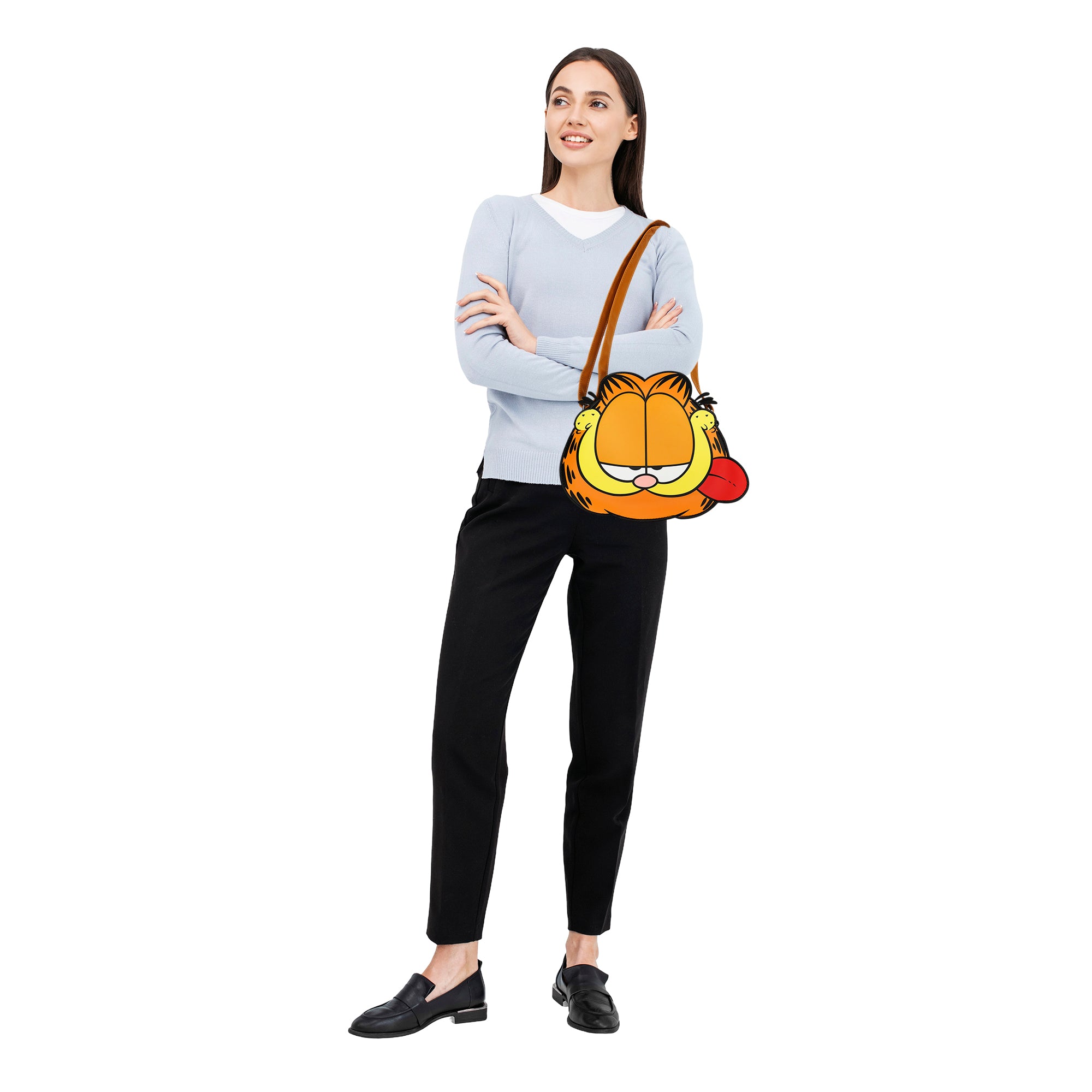 Garfield Sticking Tongue Out Orange 10" Novelty Crossbody Bag