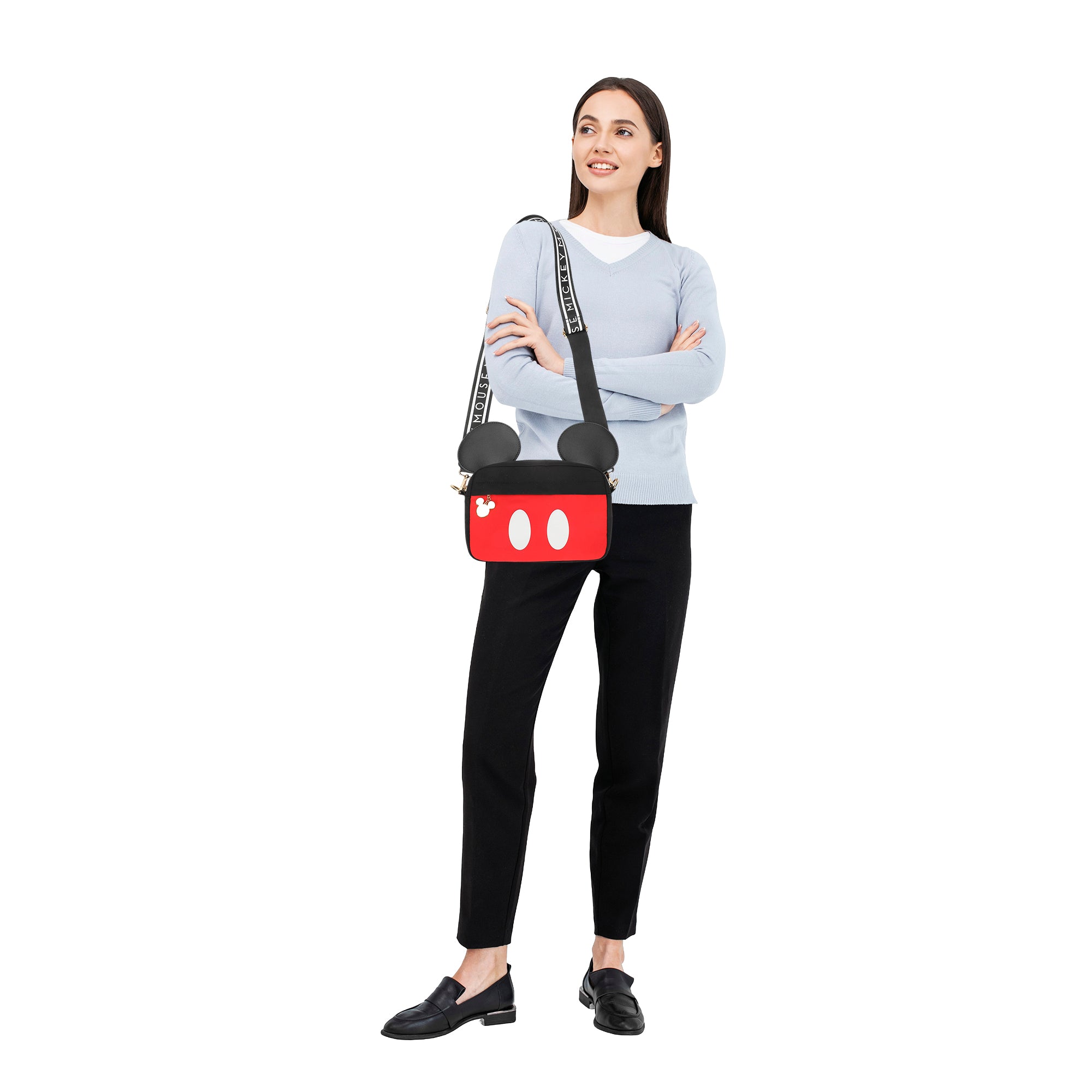 Disney Mickey Mouse Ears & Shorts Black 7" Crossbody Bag