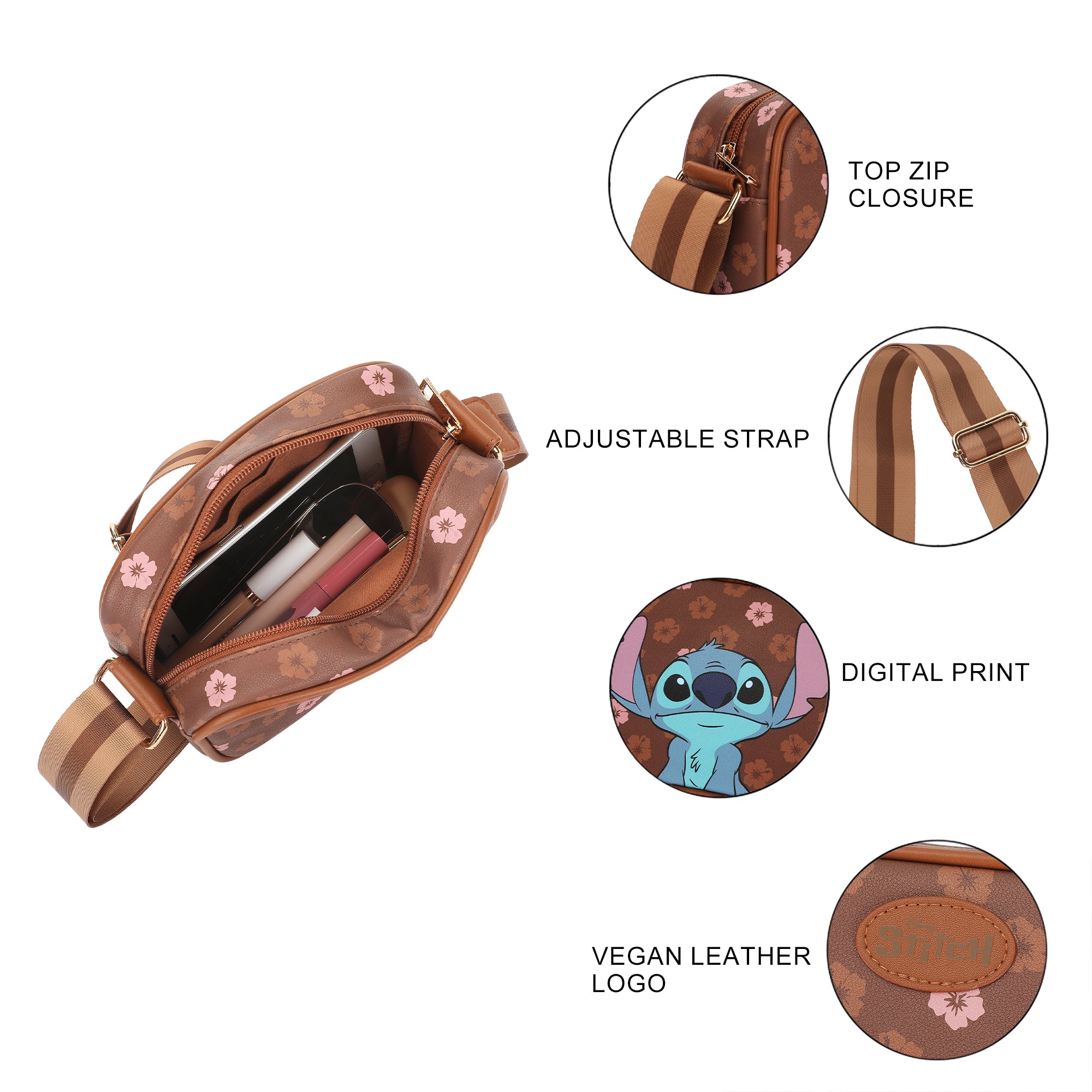 Disney's Stitch Crossbody Women'e Bag With Adjustable Strap