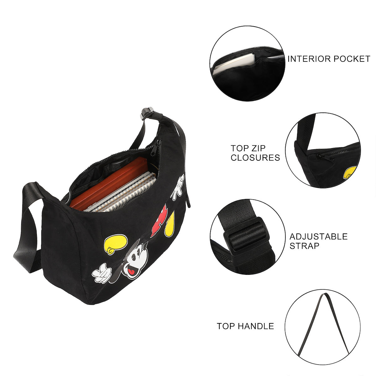 Disney Mickey Mouse Crescent Women's Red Handbag