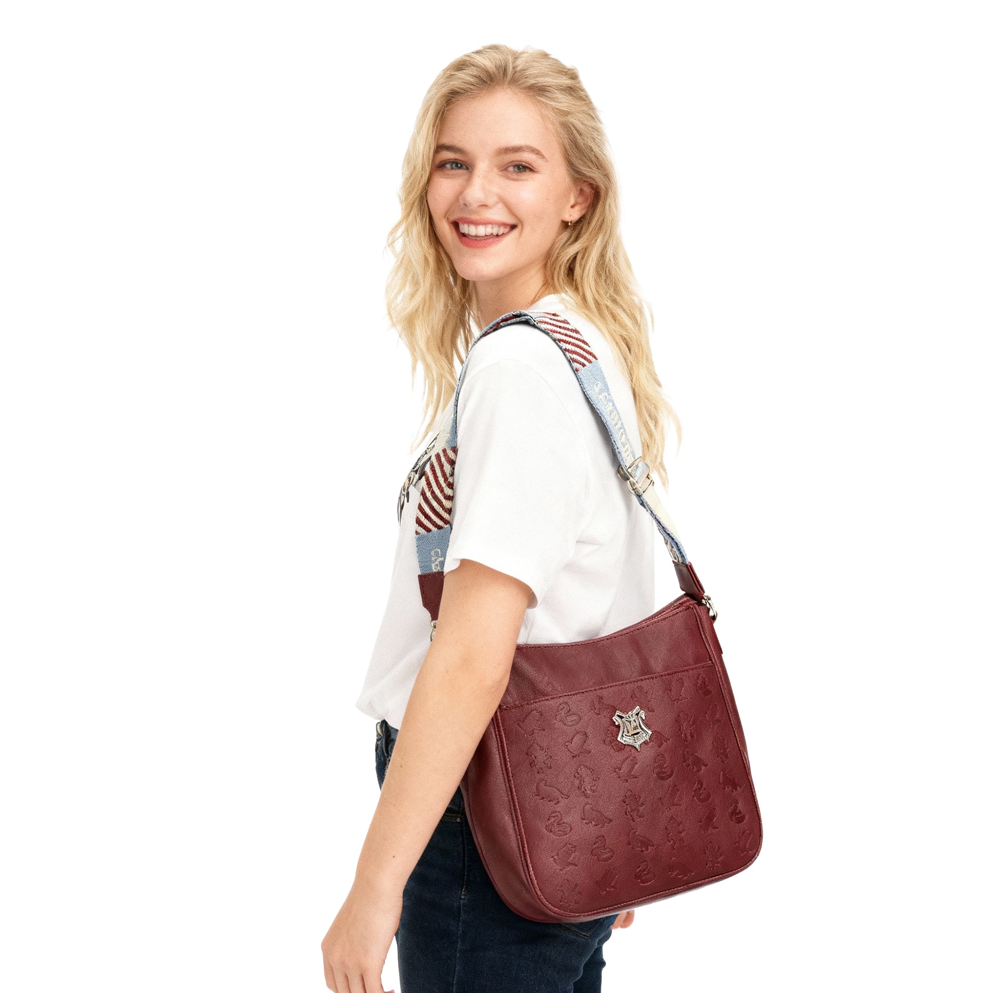 Harry Potter Hogwarts Crest 9.75" Women's Maroon Crossbody Bag