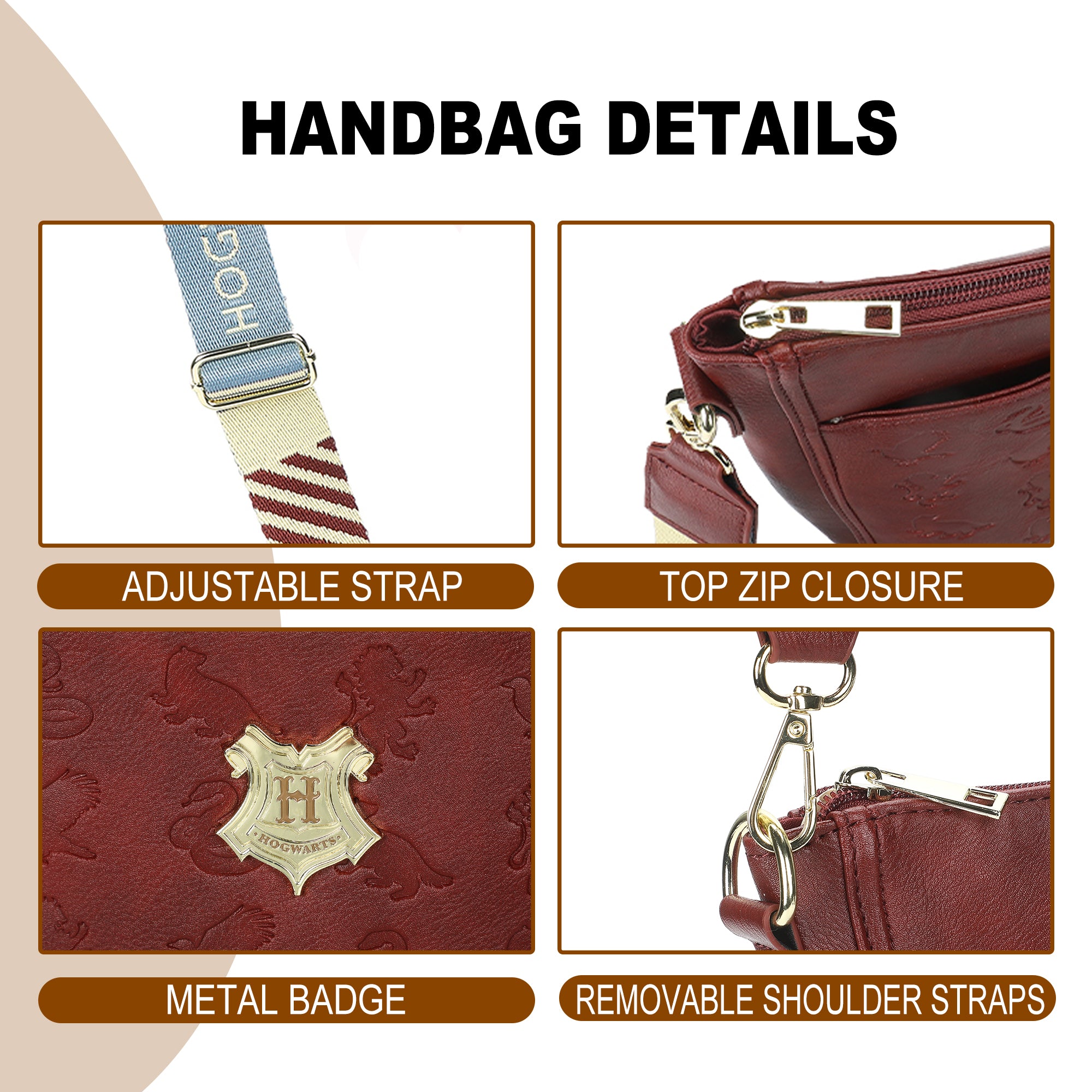 Harry Potter Hogwarts Crest 9.75" Women's Maroon Crossbody Bag