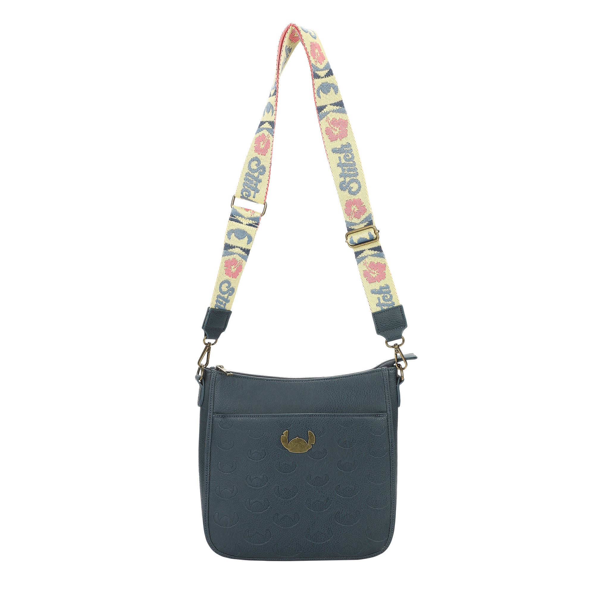 Lilo & Stitch Stitch Badge 9.75" Women's Blue Crossbody Bag