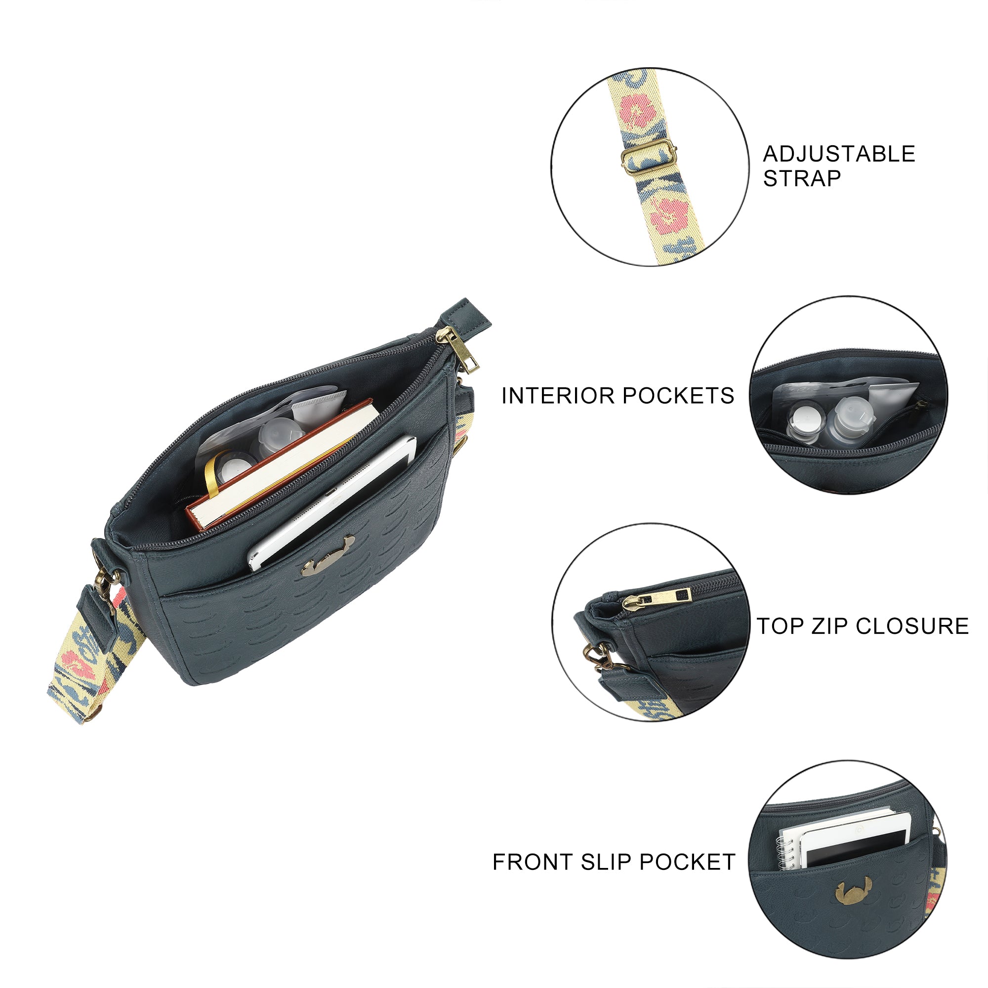 Lilo & Stitch Stitch Badge 9.75" Women's Blue Crossbody Bag