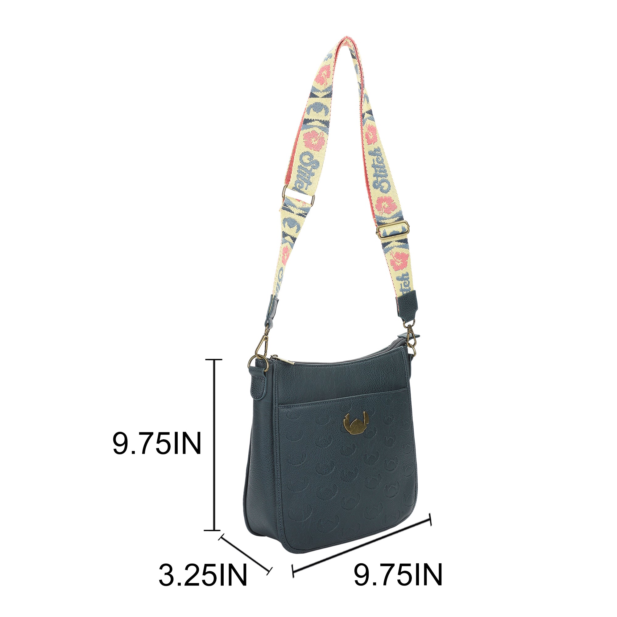 Lilo & Stitch Stitch Badge 9.75" Women's Blue Crossbody Bag