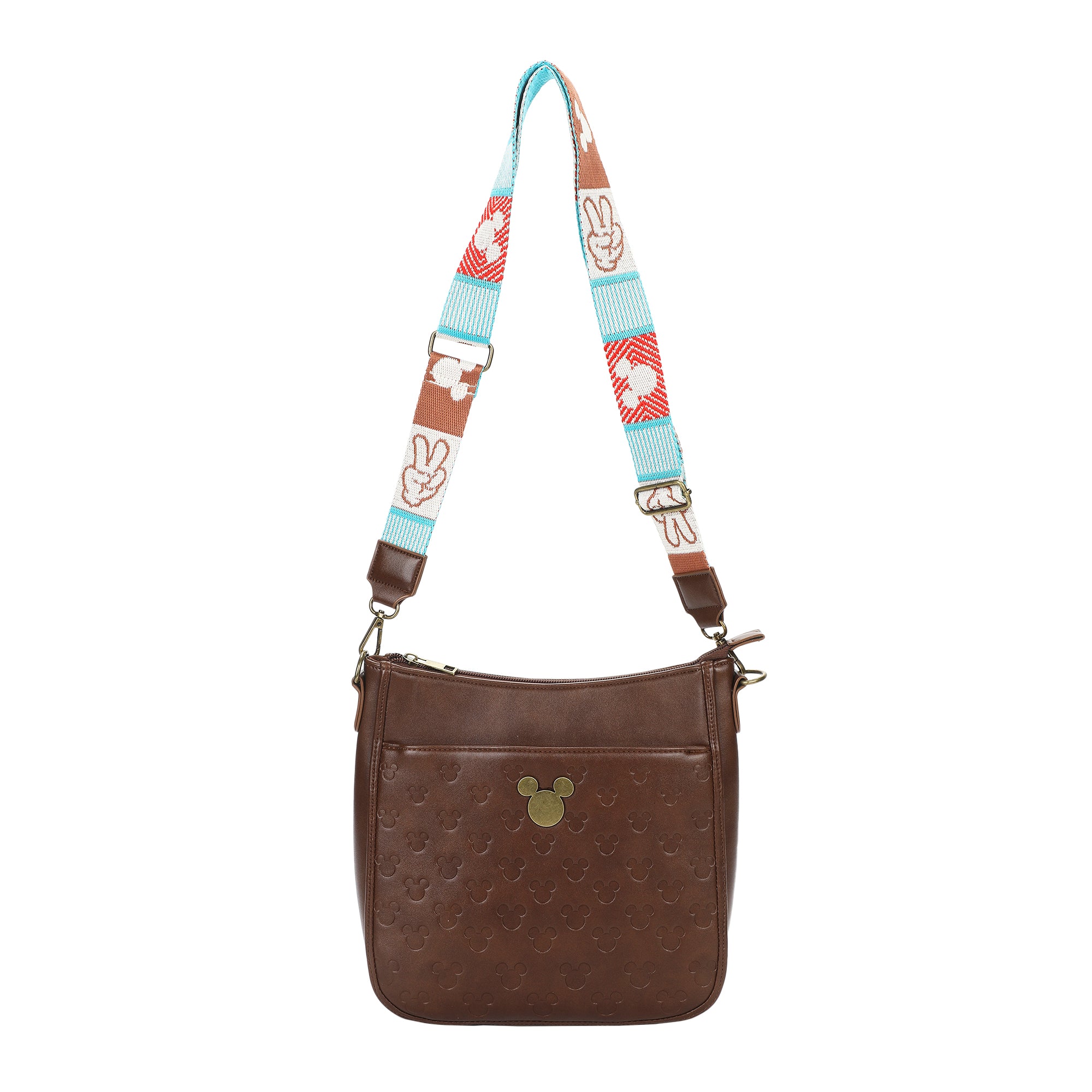 Disney Mickey Mouse Character Ears 9.75" Women's Brown Crossbody Bag