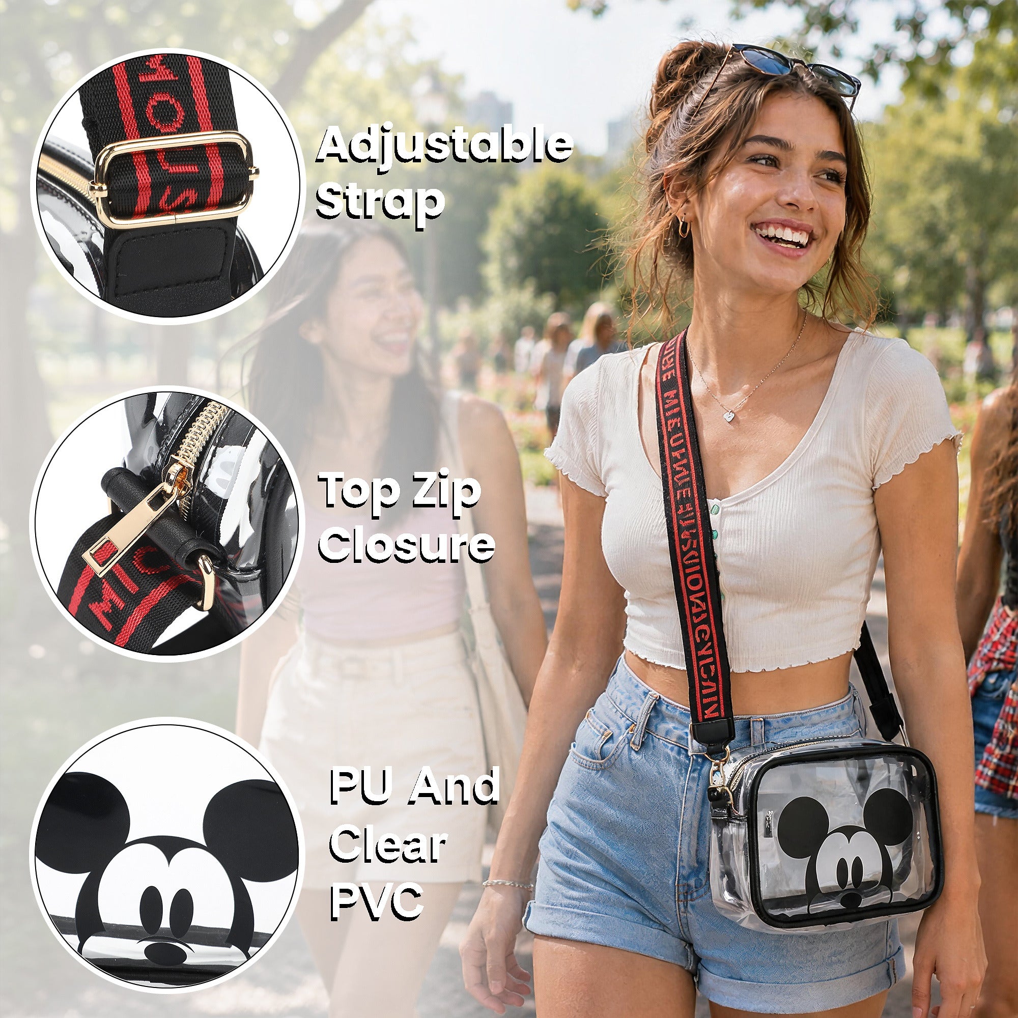 Mickey Mouse Classic Clear Crossbody 5.25" Handbag for Women