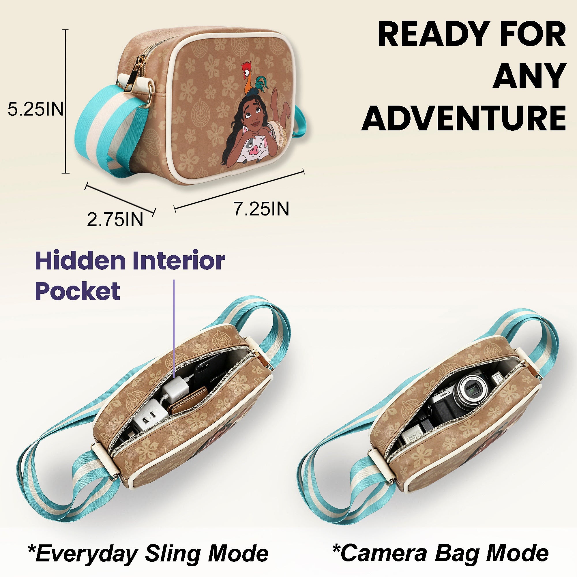 Moana Crossbody 5.25" Handbag with Woven Strap for Adult Fans
