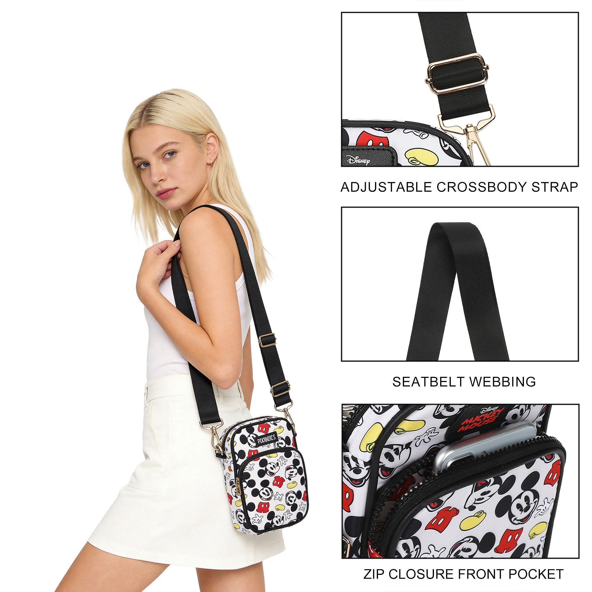 Mickey Mouse Classic Messenger 8" Handbag with Front Pocket