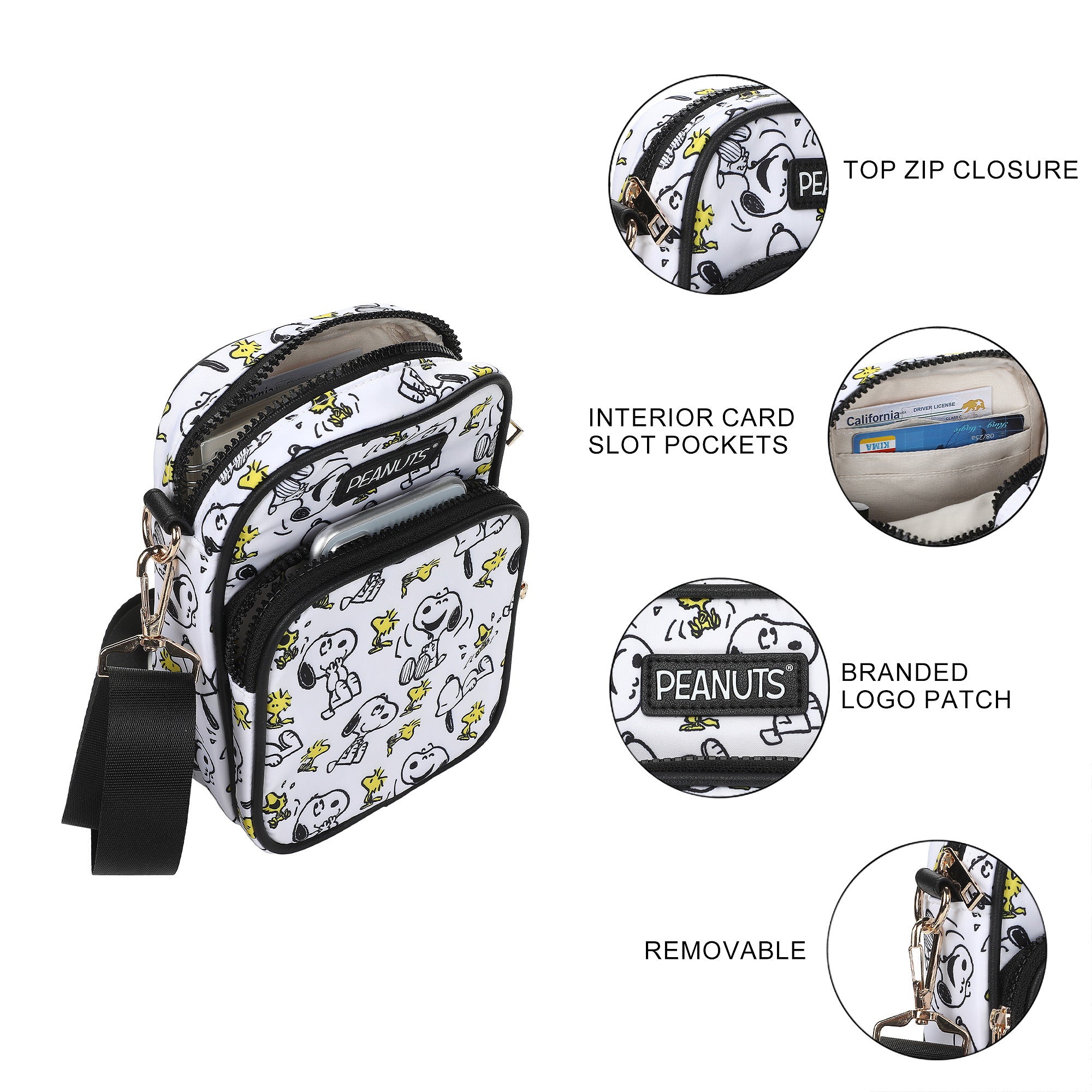 Peanuts Classic Snoopy Messenger 8" Handbag with Front Pocket