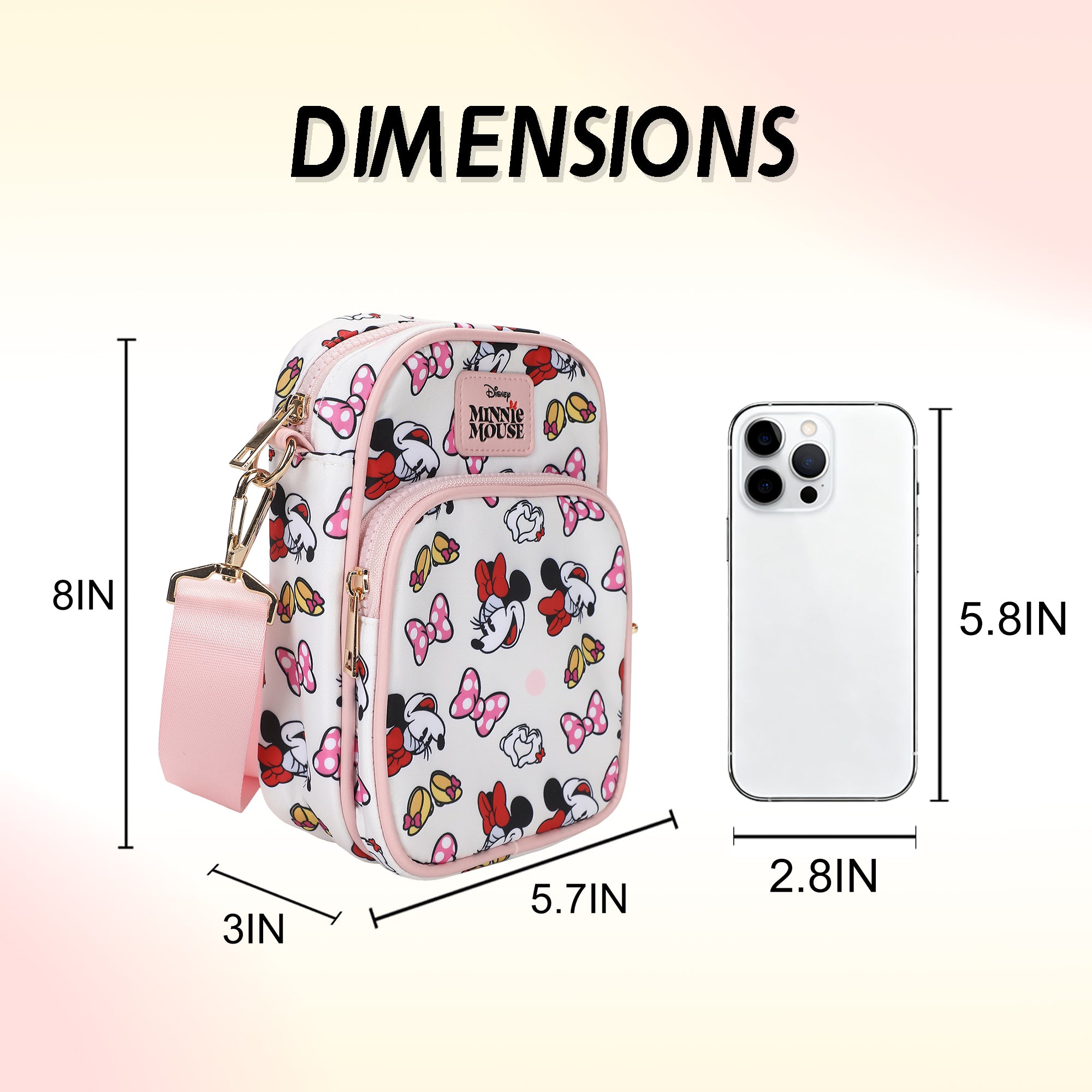 Minnie Mouse Classic Messenger 8" Handbag with Front Pocket