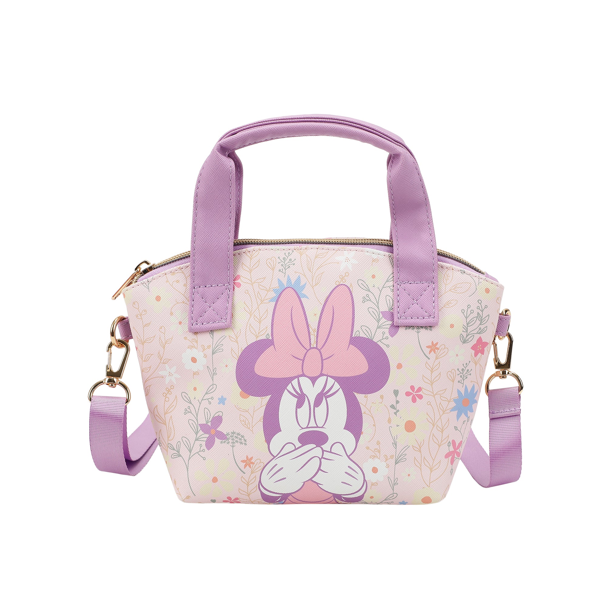Disney Minnie Mouse Covering Mouth Pose Pink 9.25" Mini PU Handbag