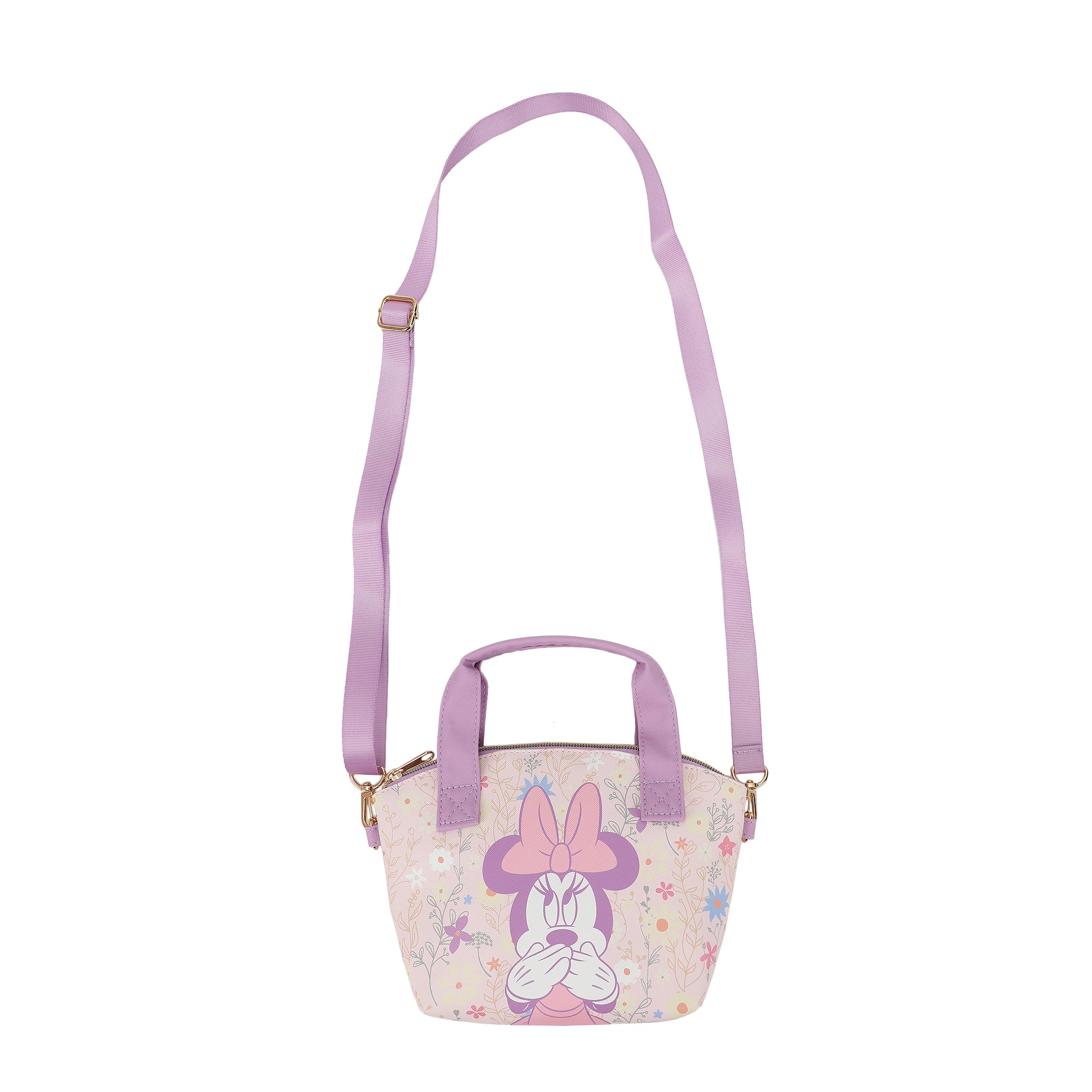 Disney Minnie Mouse Covering Mouth Pose Pink 9.25" Mini PU Handbag
