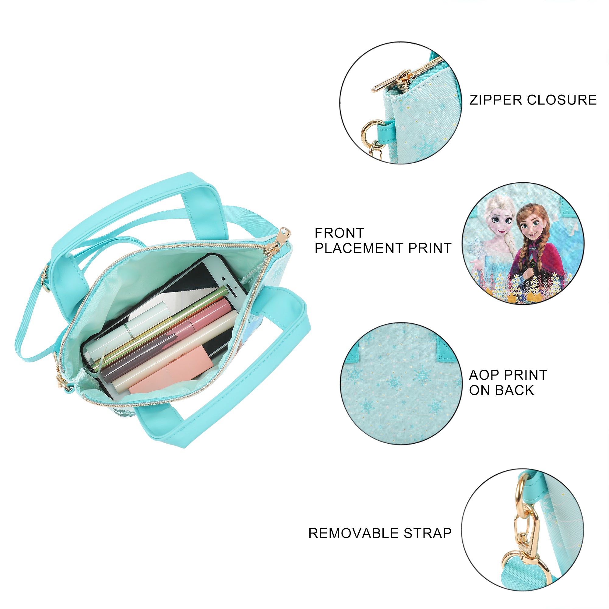 Disney Frozen Summer & Winter Blue 9.25" Mini PU Handbag