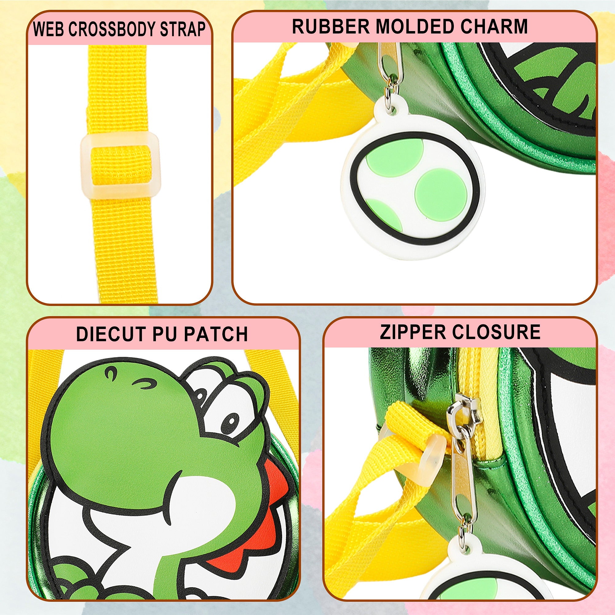 Super Mario Bros Metallic Green Mini Crossbody Handbag for Kids