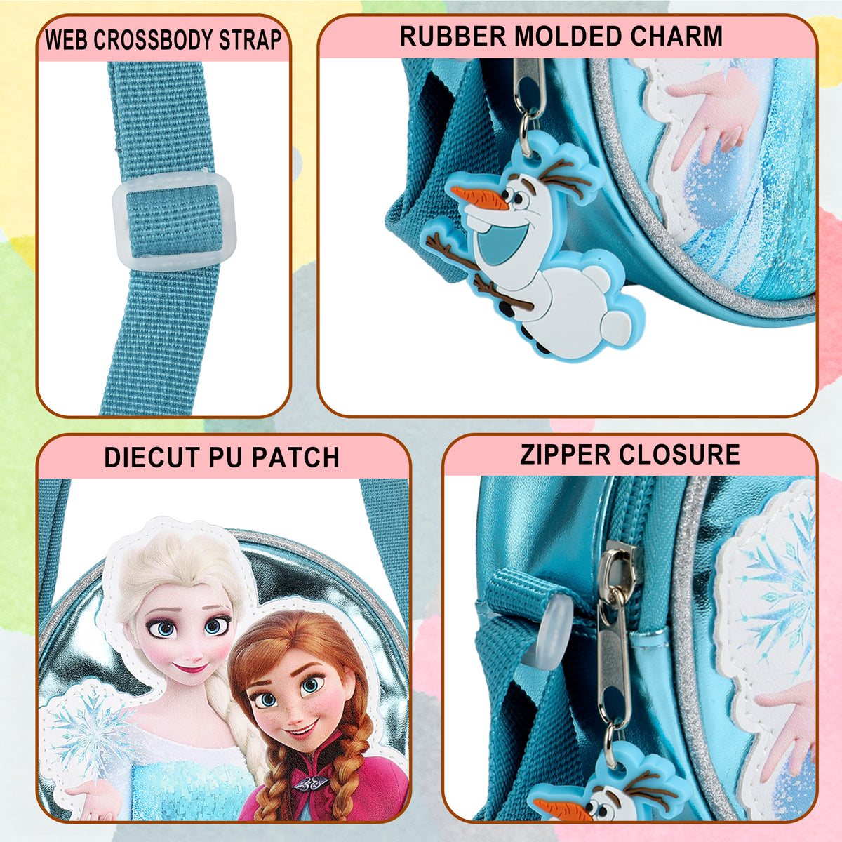 Disney Frozen Elsa & Anna Snowflake Blue 5.5" Mini Pu Handbag