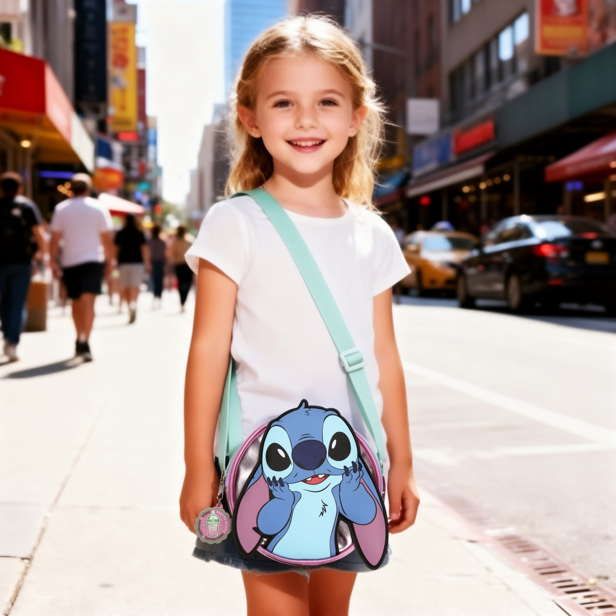 Disney Stitch Playful Pose Blue 5.5" Mini PU Handbag