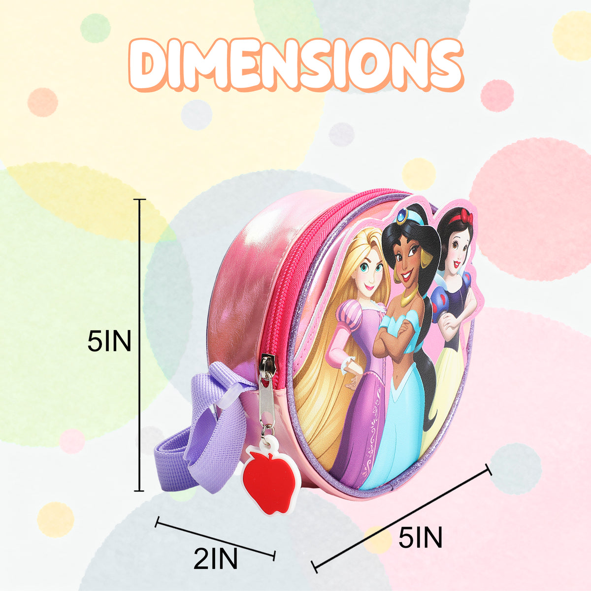 Disney Princess Character Patch Pink 5.5" Mini PU Handbag