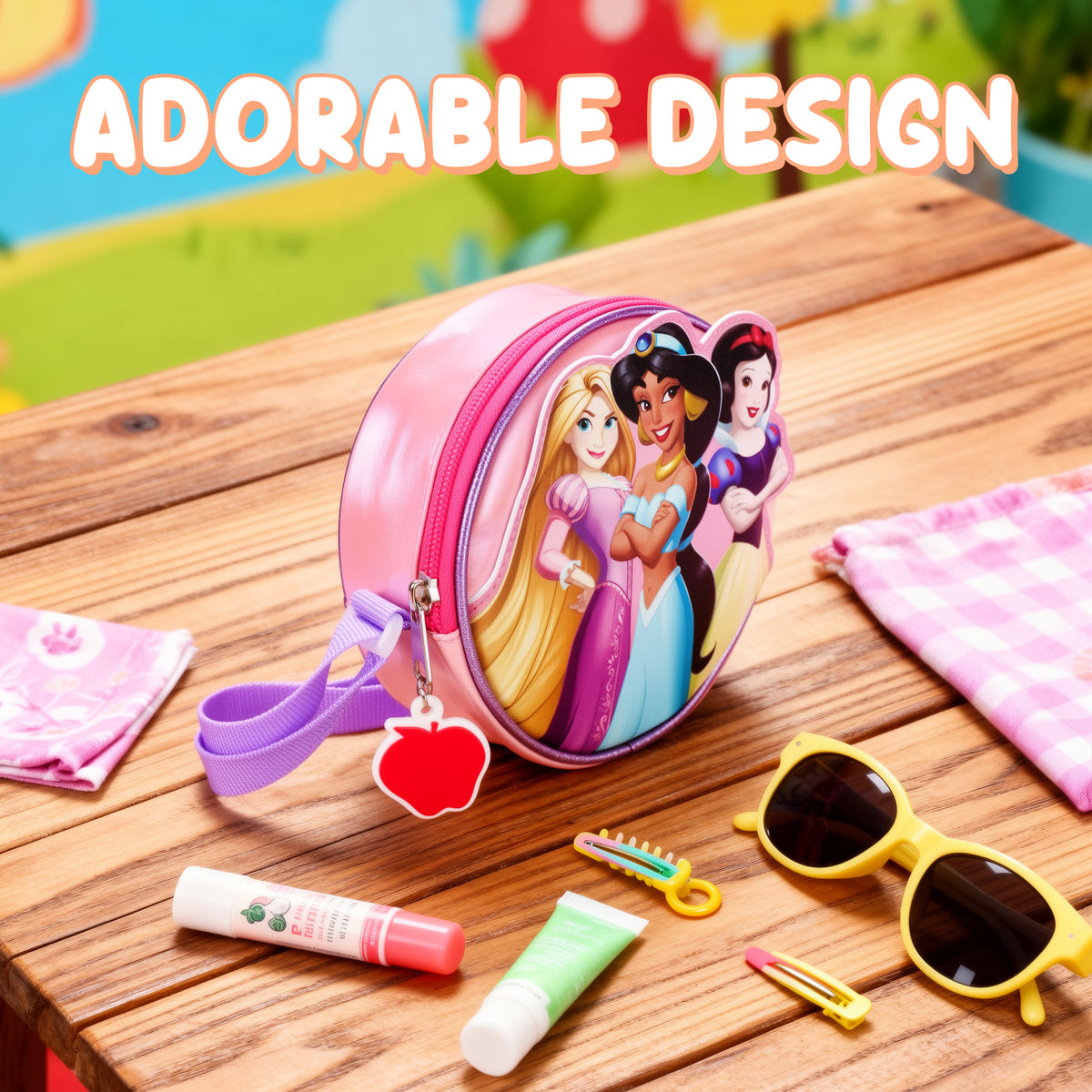 Disney Princess Character Patch Pink 5.5" Mini PU Handbag