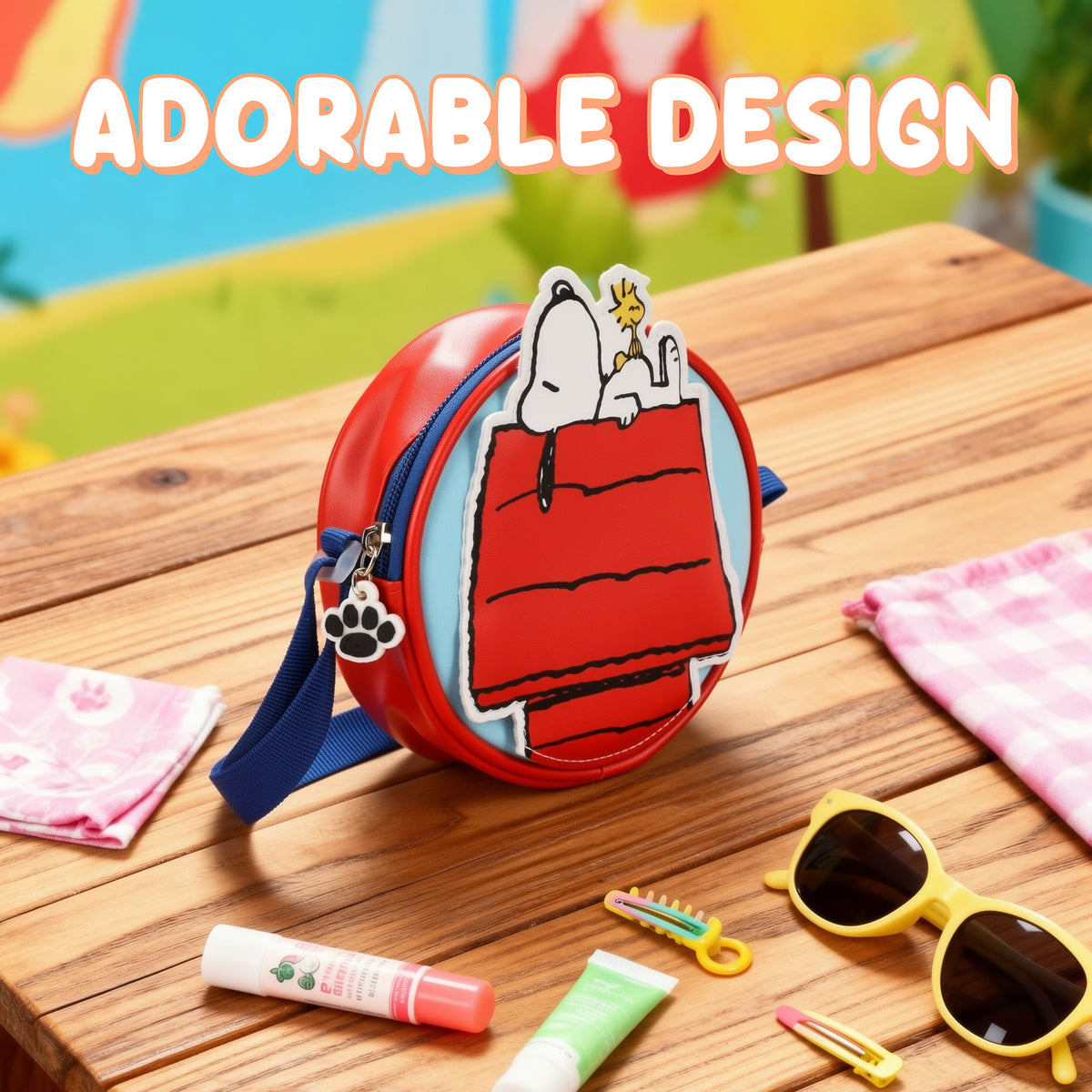 Peanuts Round PU Crossbody Bag with Applique Patch