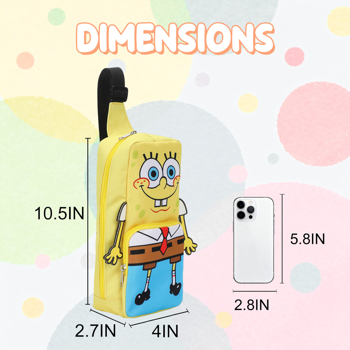 Spongebob Squarepants Character Crossbody Sling Bag With Adjustable Strap