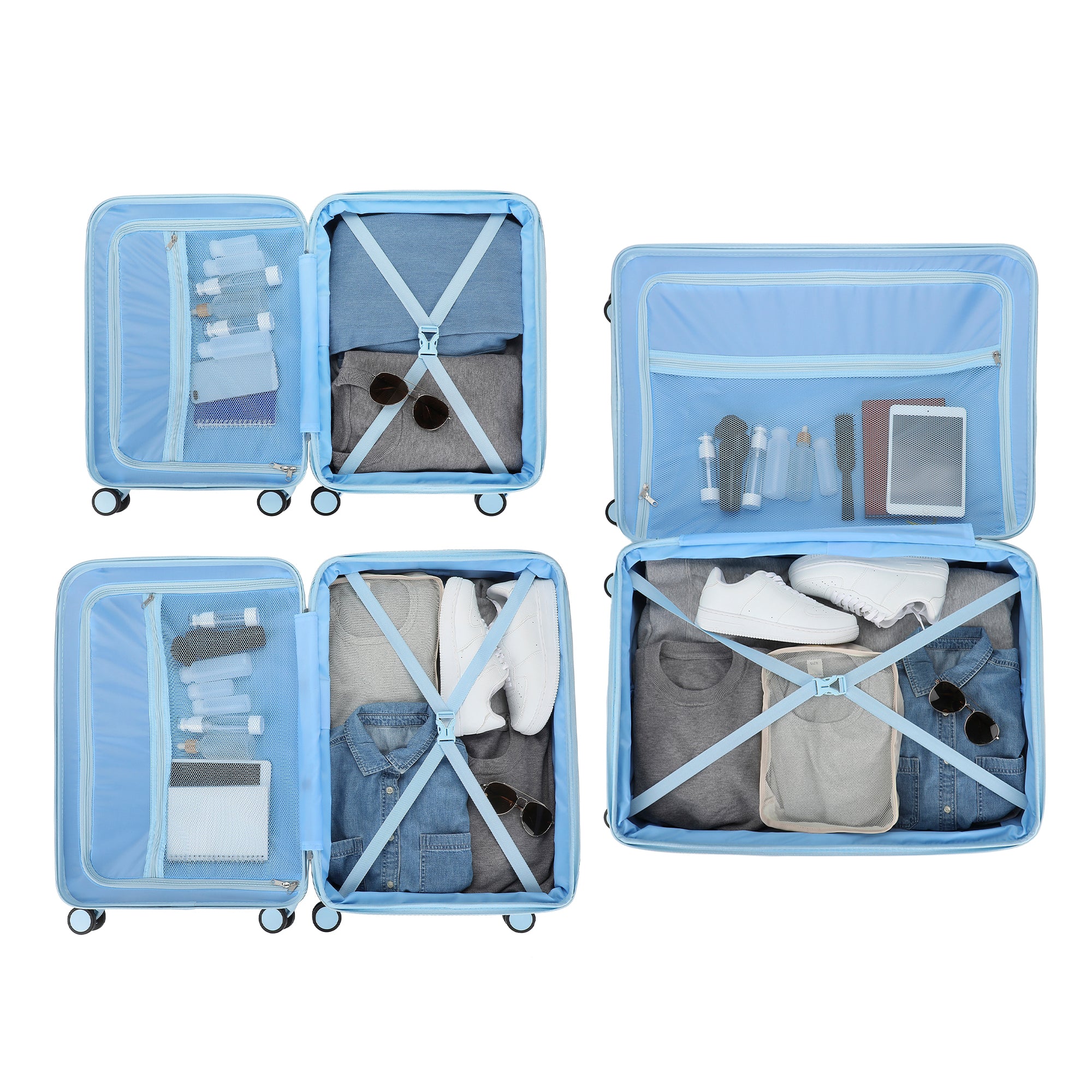 Disney Lilo & Stitch 3-Piece Hard Shell Luggage Set for Adults | 20", 24", 28" Rolling Suitcases with Spinner Wheels, Telescopic Handle & Durable ABS Design, Official Disney Travel Set from Bioworld