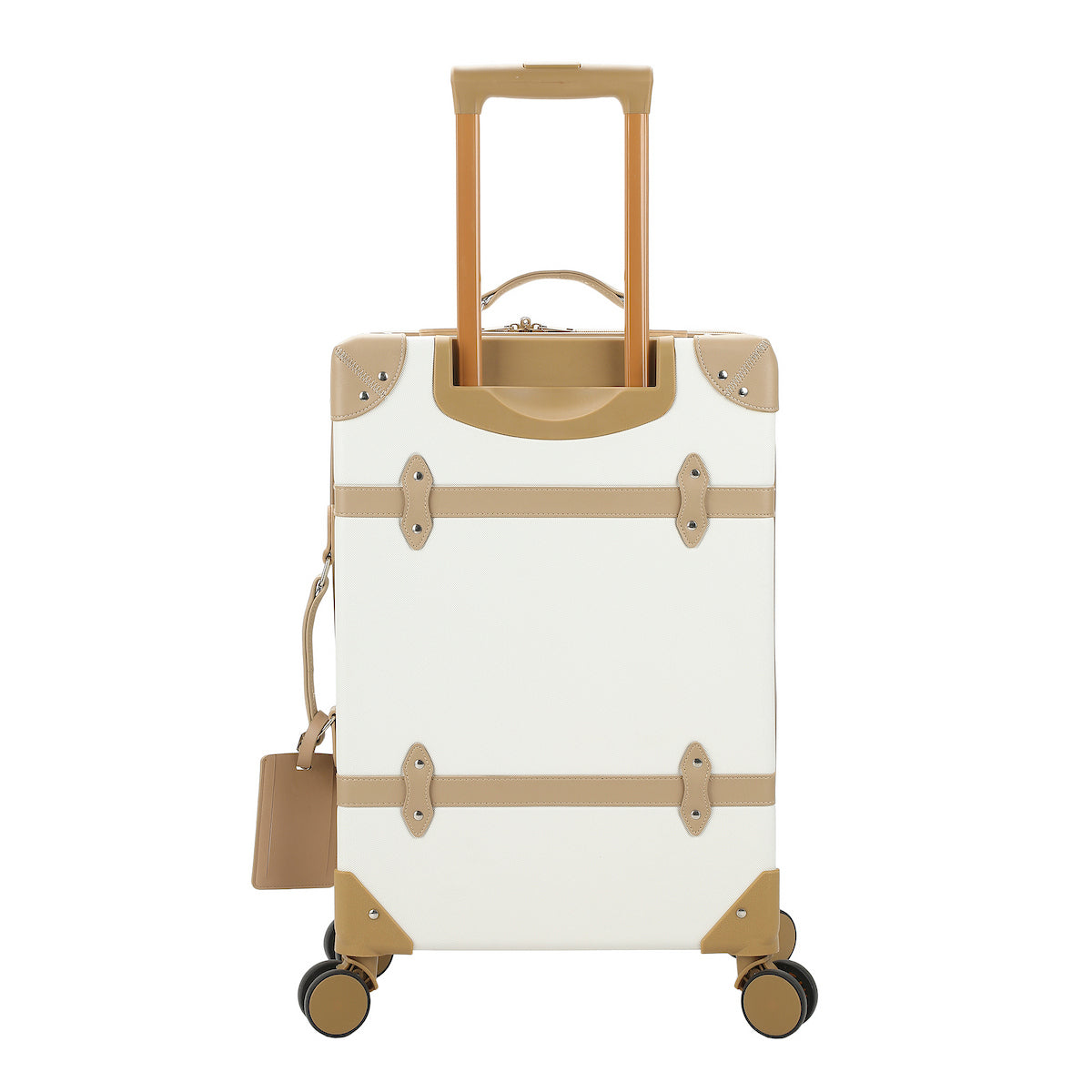 Viggio Vintage-Inspired White 2-Pack Hardside Trunk & Train Case With Brown Accents