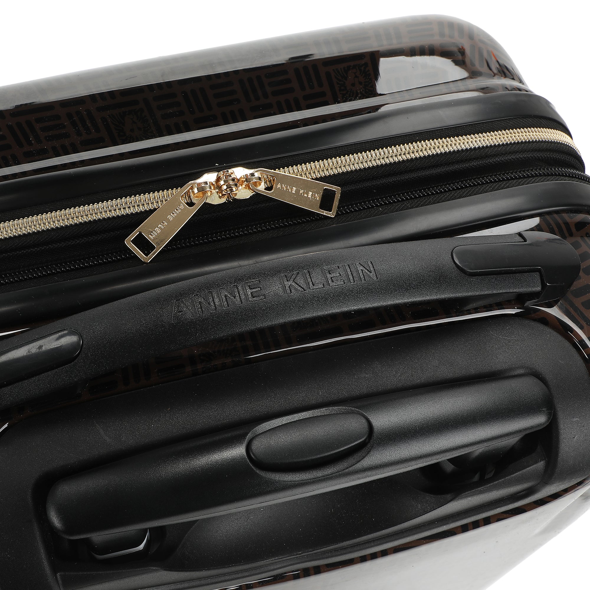 Anne Klein Signature 20" Metal Plate Logo Hardside Carry-On Printed Adult Hardside Fashion Rolling Luggage