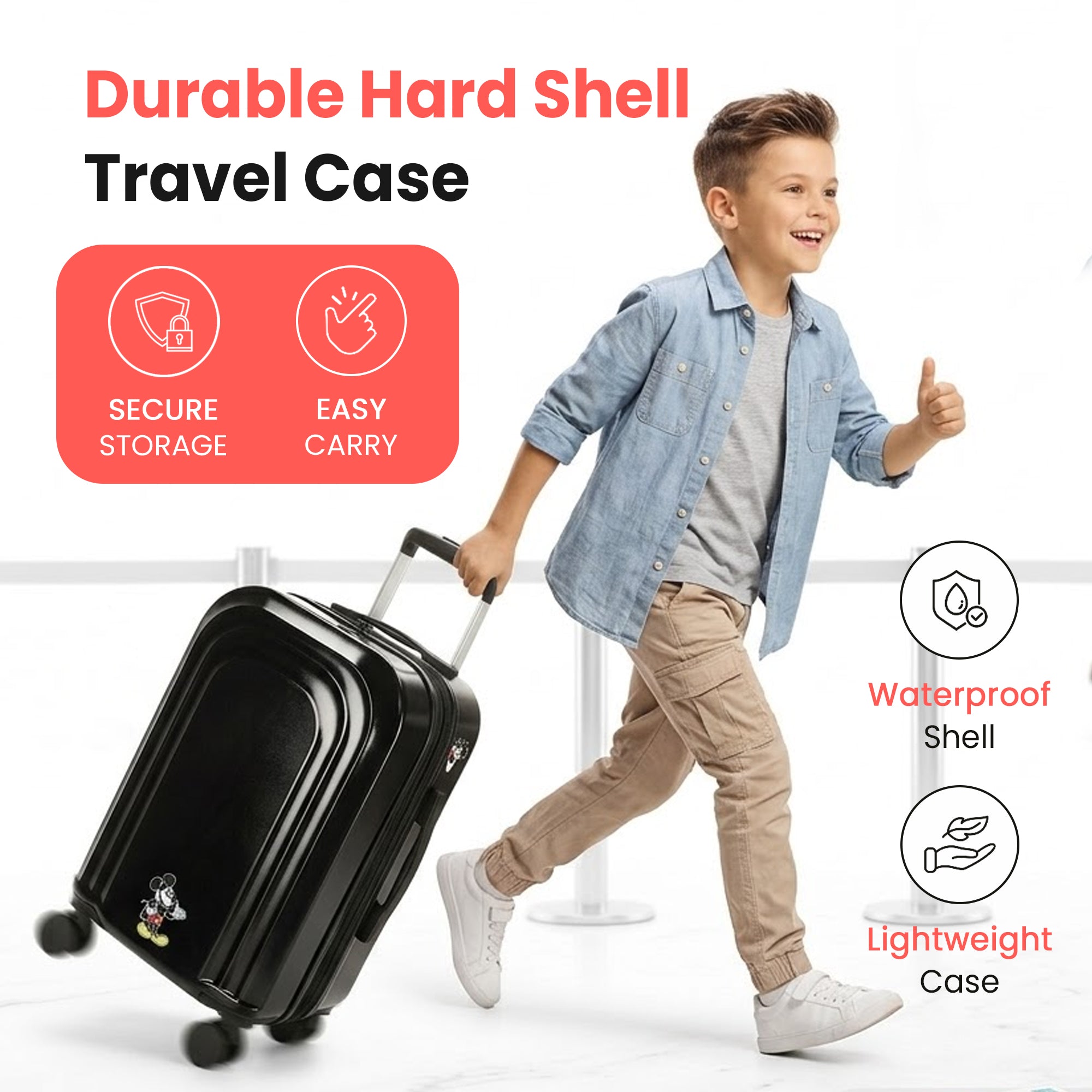 Disney Mickey Mouse Peeking Mickey 20" 4-Wheel Roling Luggage