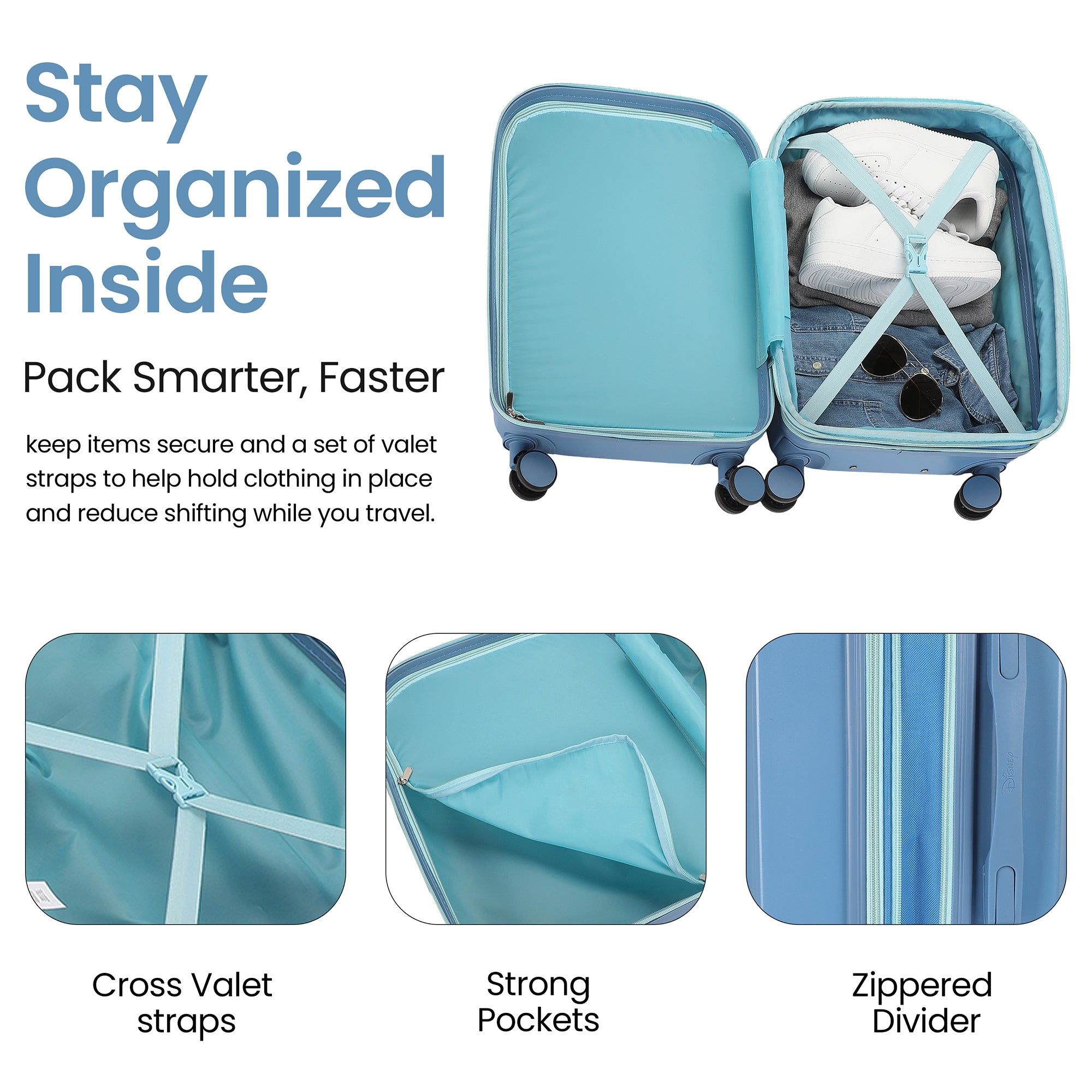 Disney Lilo & Stitch Peeking Rubber Badge 20" 4-Wheel Roling Luggage