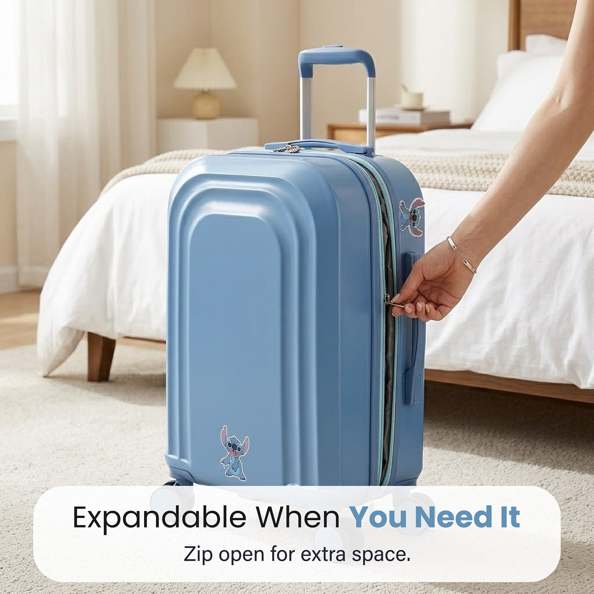 Disney Lilo & Stitch Peeking Rubber Badge 20" 4-Wheel Roling Luggage