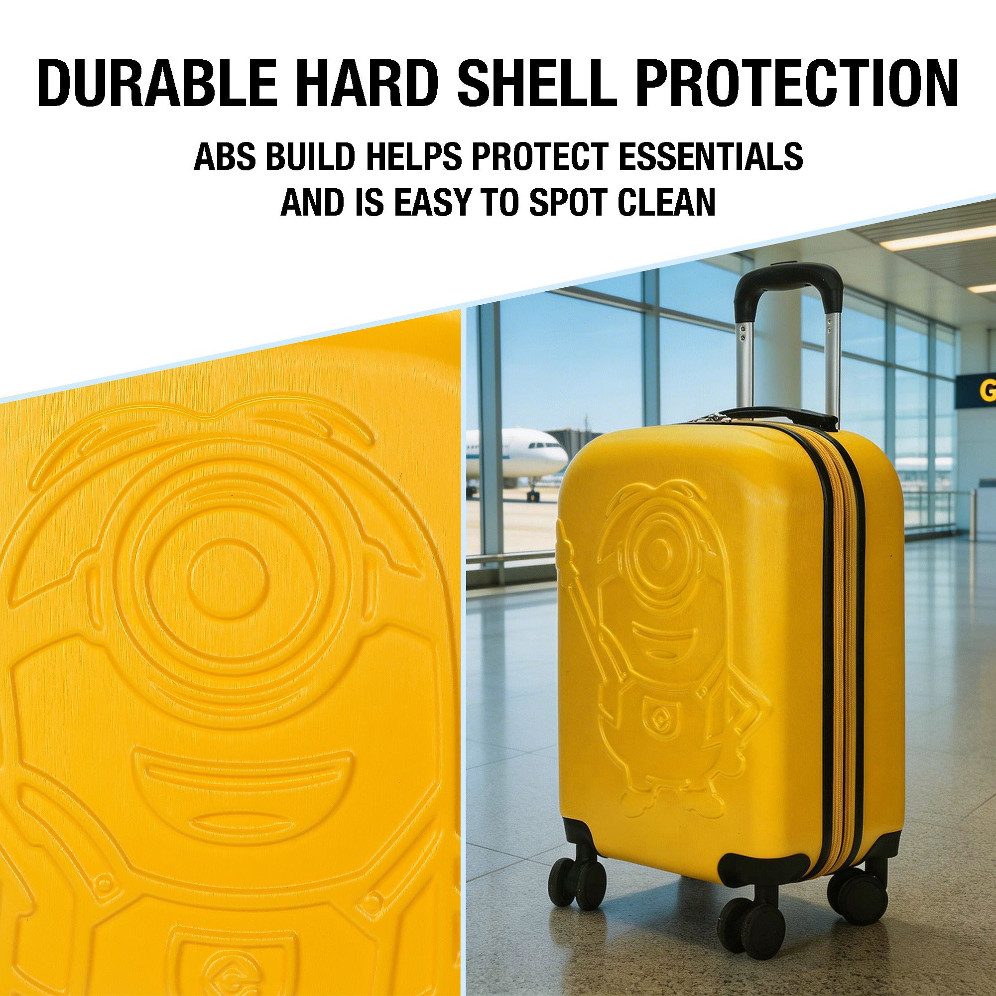 Minions Character Print Adult Yellow 20" ABS Hardside Expandable Luggage for Travel and Conventions