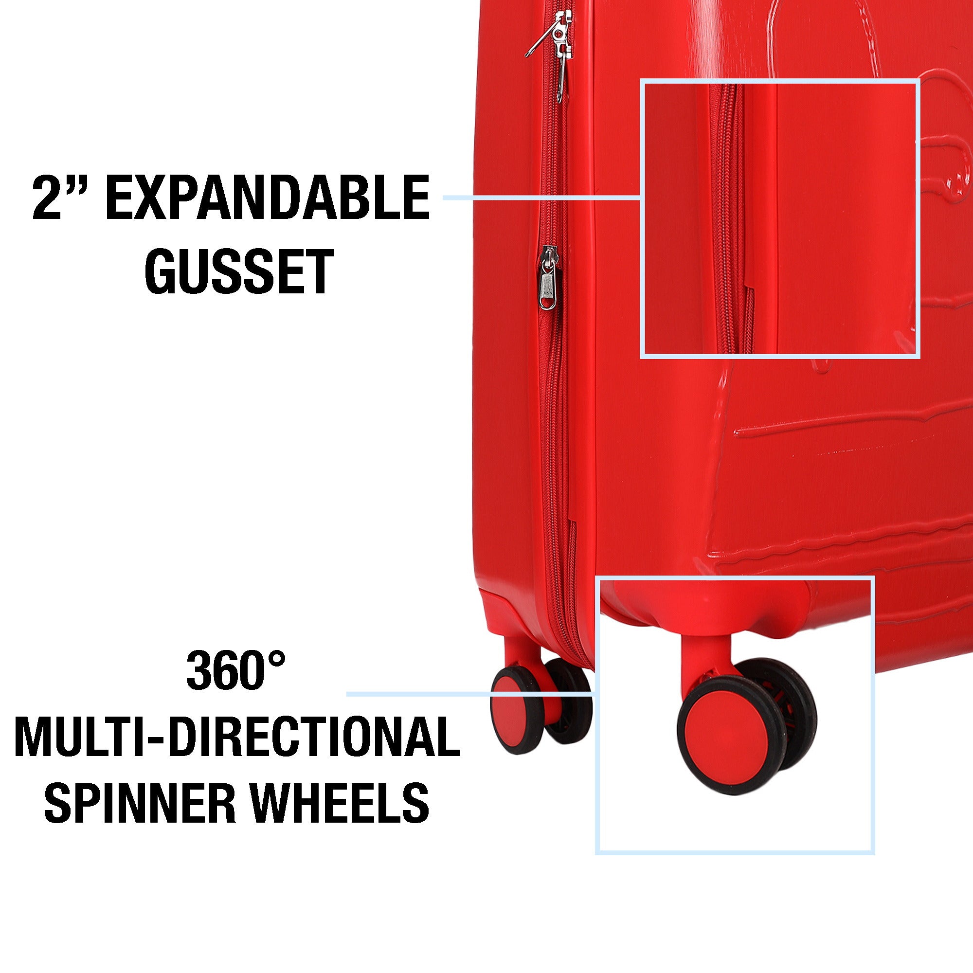 Peanuts Snoopy & Charlie Brown 20" ABS Hardside Spinner Luggage for Adult Fans and Collectors, Red
