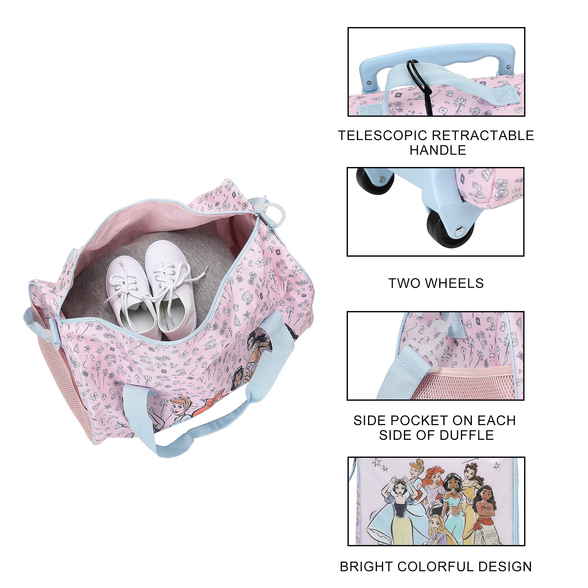 Disney Princess 4pc Pilot Case Luggage Set for Kids Travel