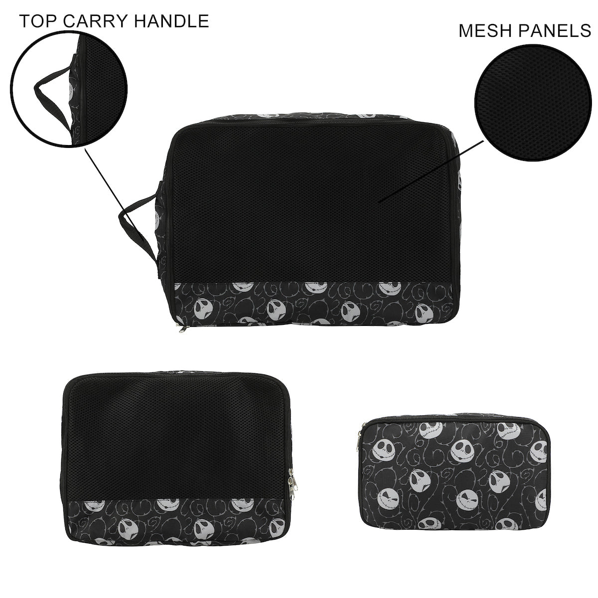 Nightmare Before Christmas 6-Piece Carry On Travel Set - 20" Jack & Sally Luggage, Neck Pillow, Luggage Tag & Packing Cubes