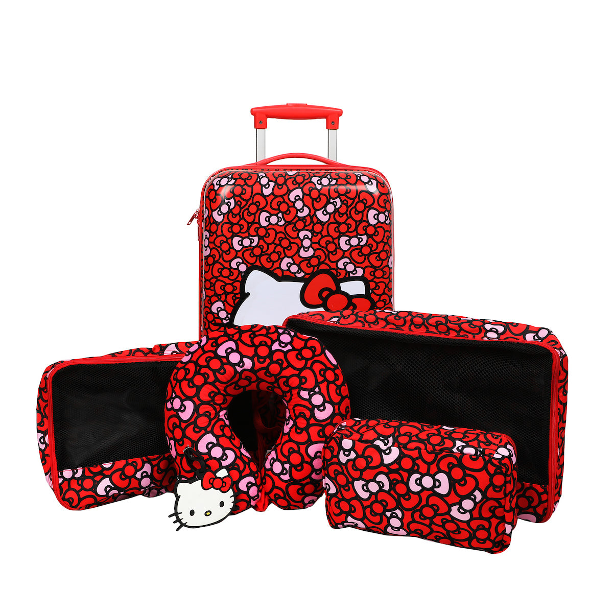 Hello Kitty 6-Piece Travel Set - 20" Luggage, Neck Pillow, Luggage Tag & Packing Cubes