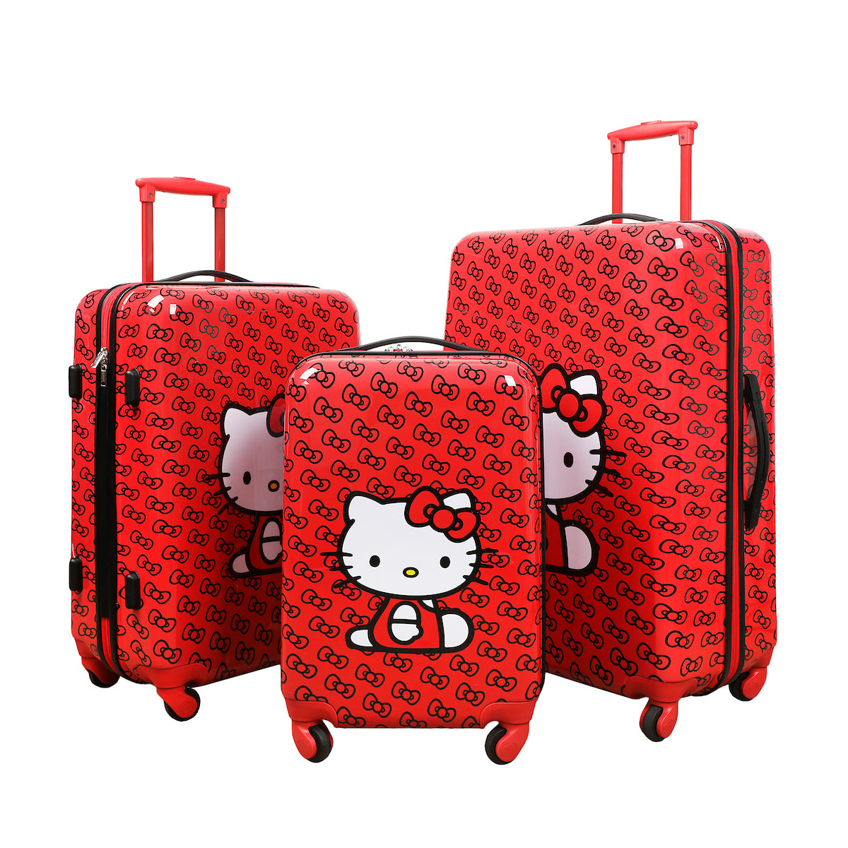 Hello Kitty 3-Piece Luggage Set - 20", 24", and 28" Rolling Suitcases