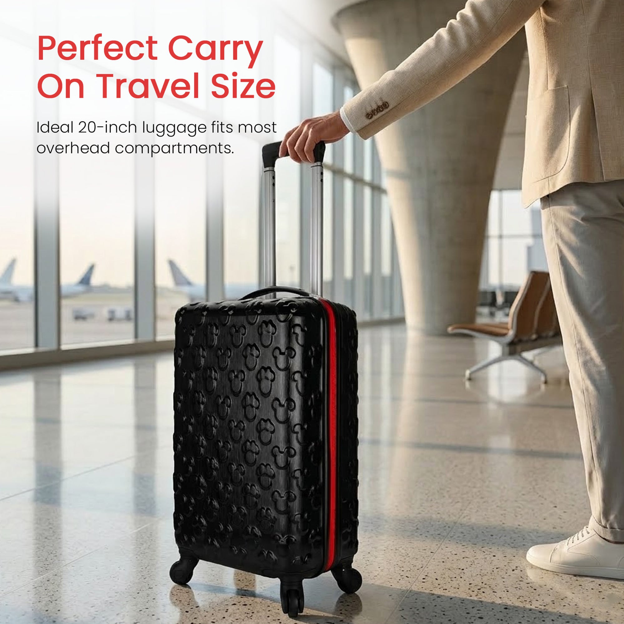 Mickey Mouse 21 Molded Carry-On Luggage Mickey and Minnie Heads Hardside Rolling Luggage