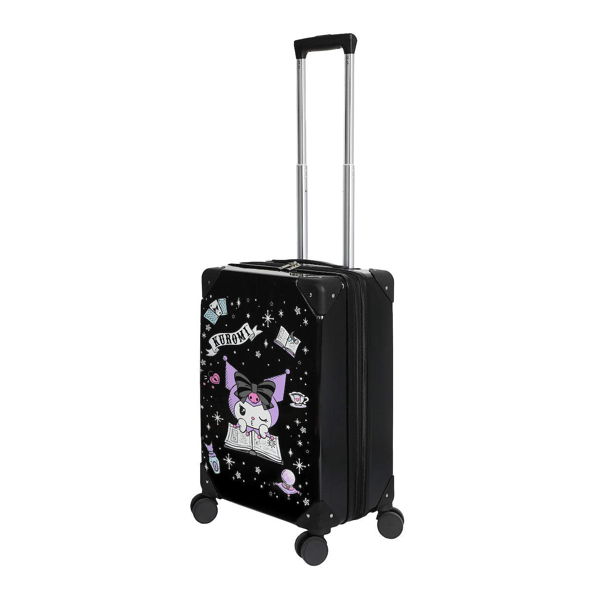 Kuromi Black and Purple 20" Carry-On Suitcase With Wheels And Retractable Handle