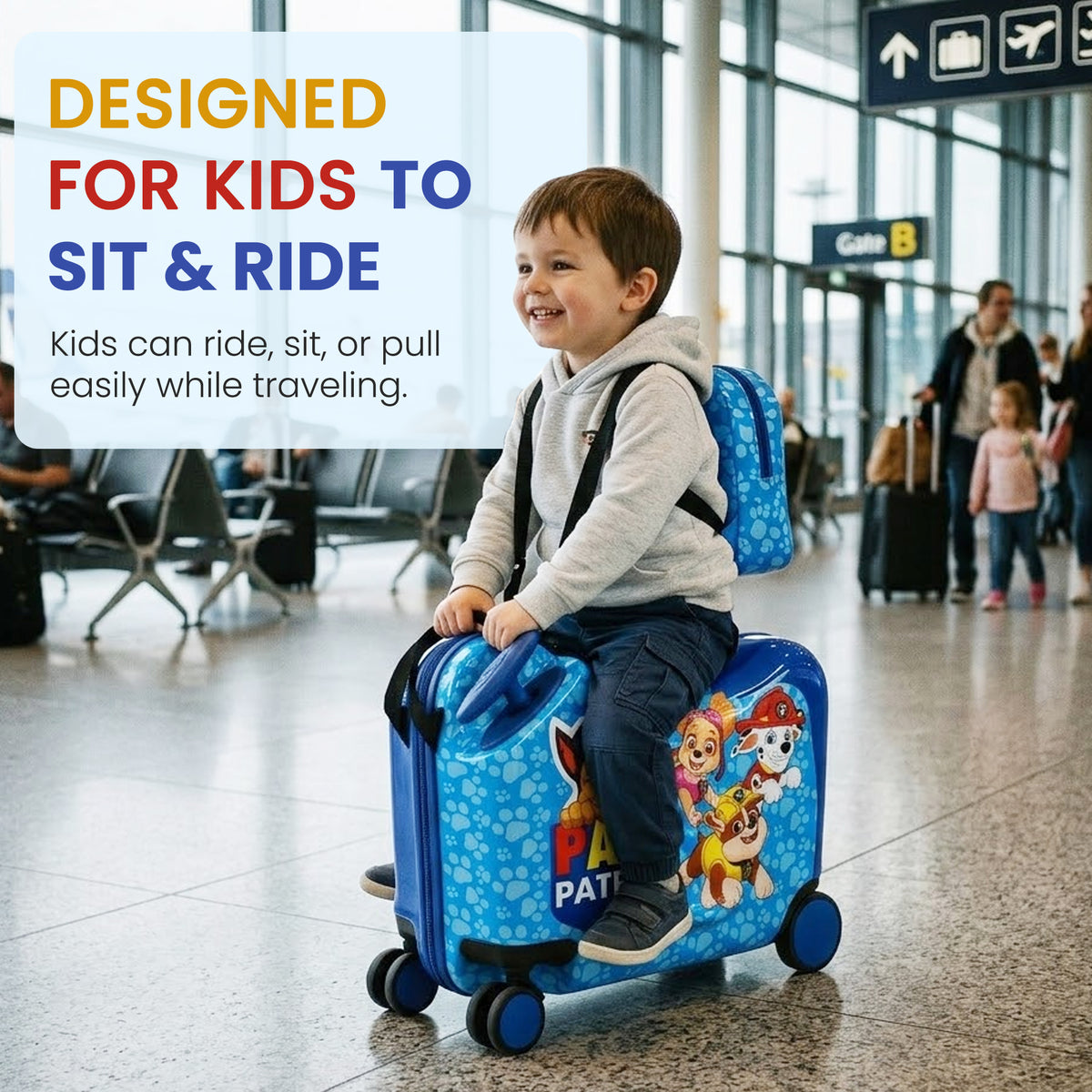 Paw Patrol Ride-On 18" Suitcase For Kids & Toddlers