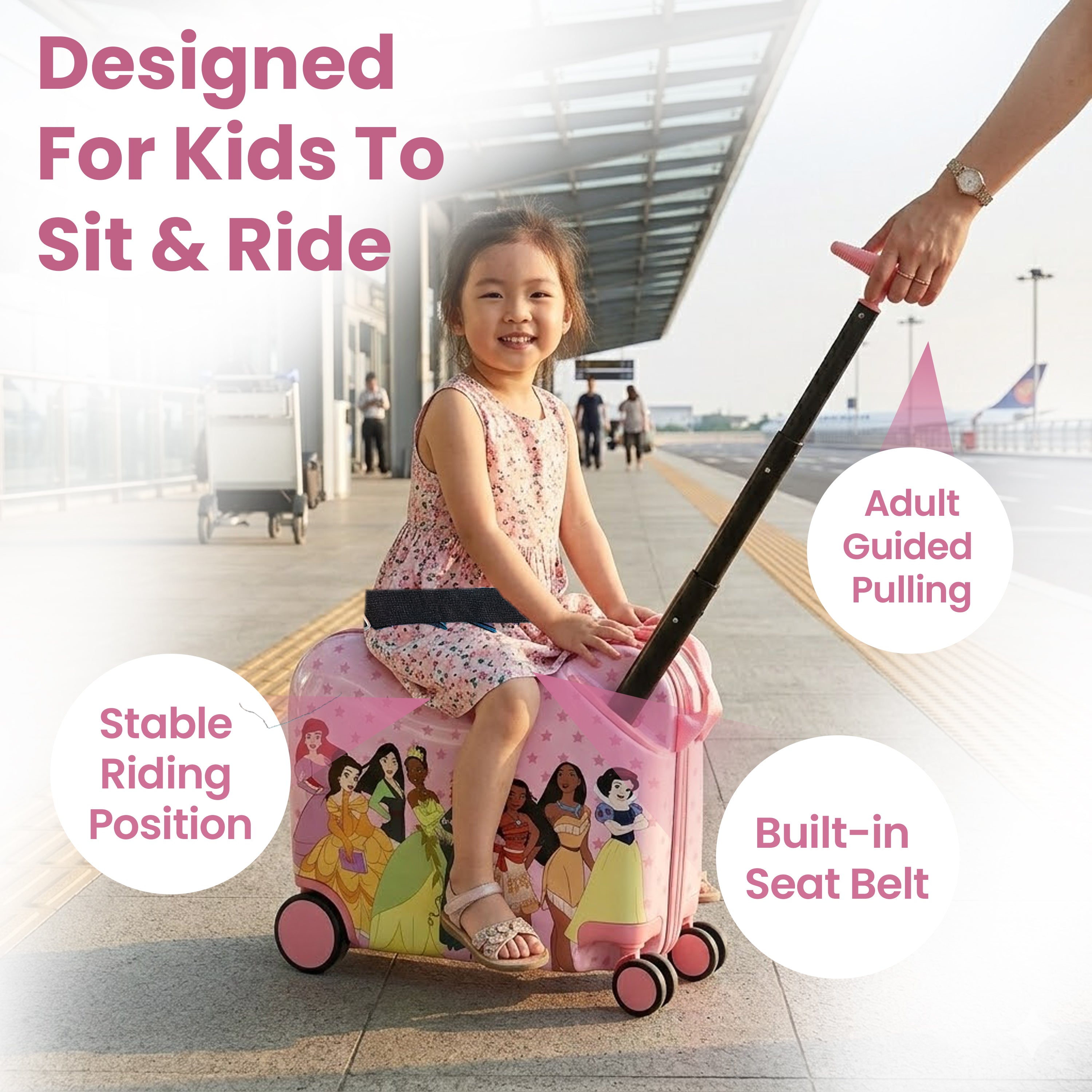 Disney Princesses Ride-On 18" Suitcase For Kids & Toddlers